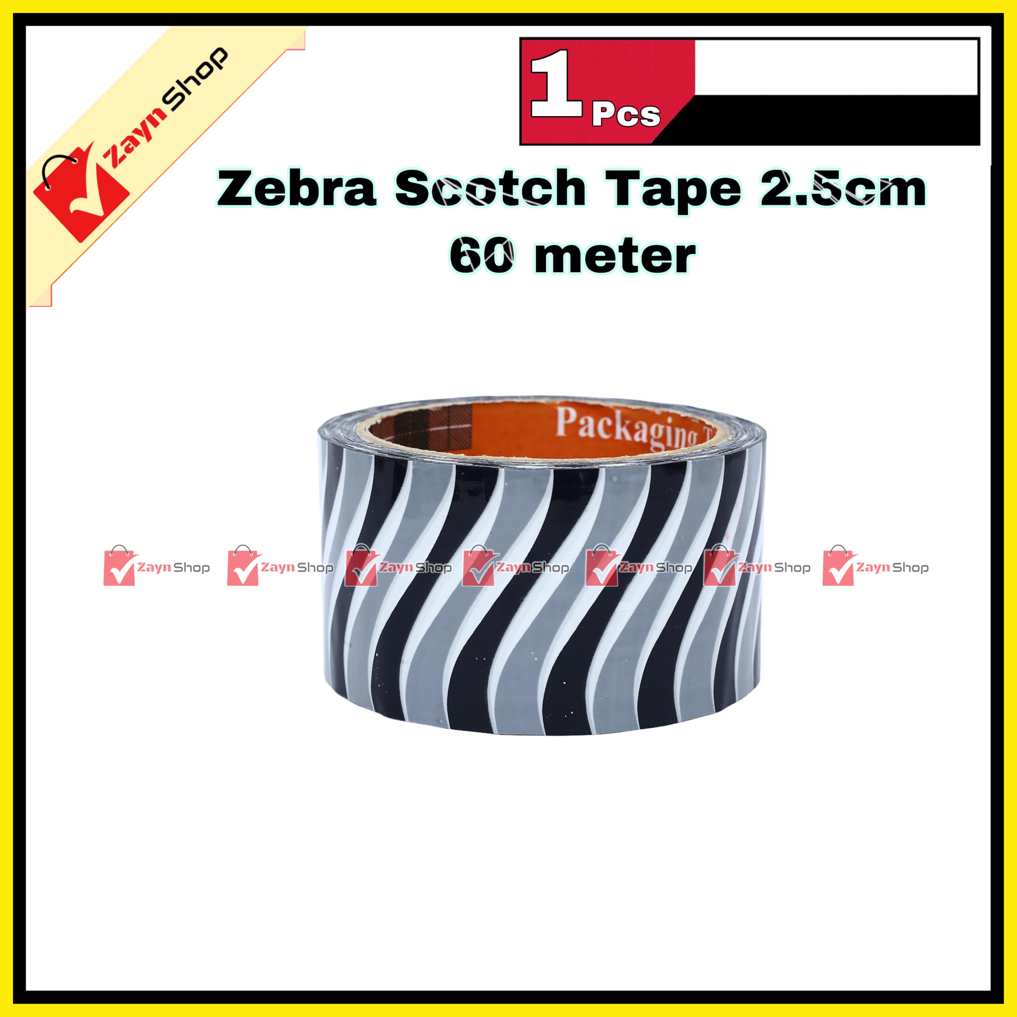 Zebra Scotch Tape Black & White wide 2.5cm 60 meter 1pcs_img_2