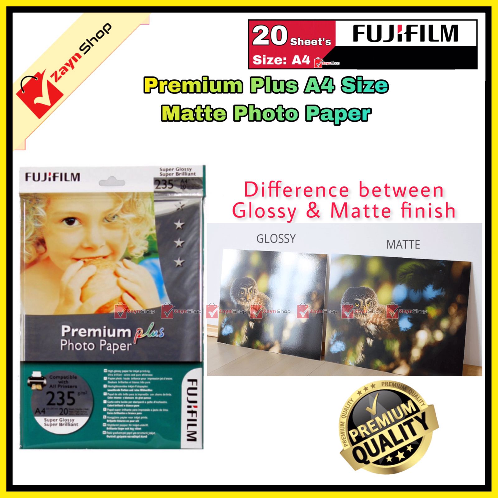 Fujifilm Matte Premium Plus Photo Paper A4 Size 20 Sheets_img_0