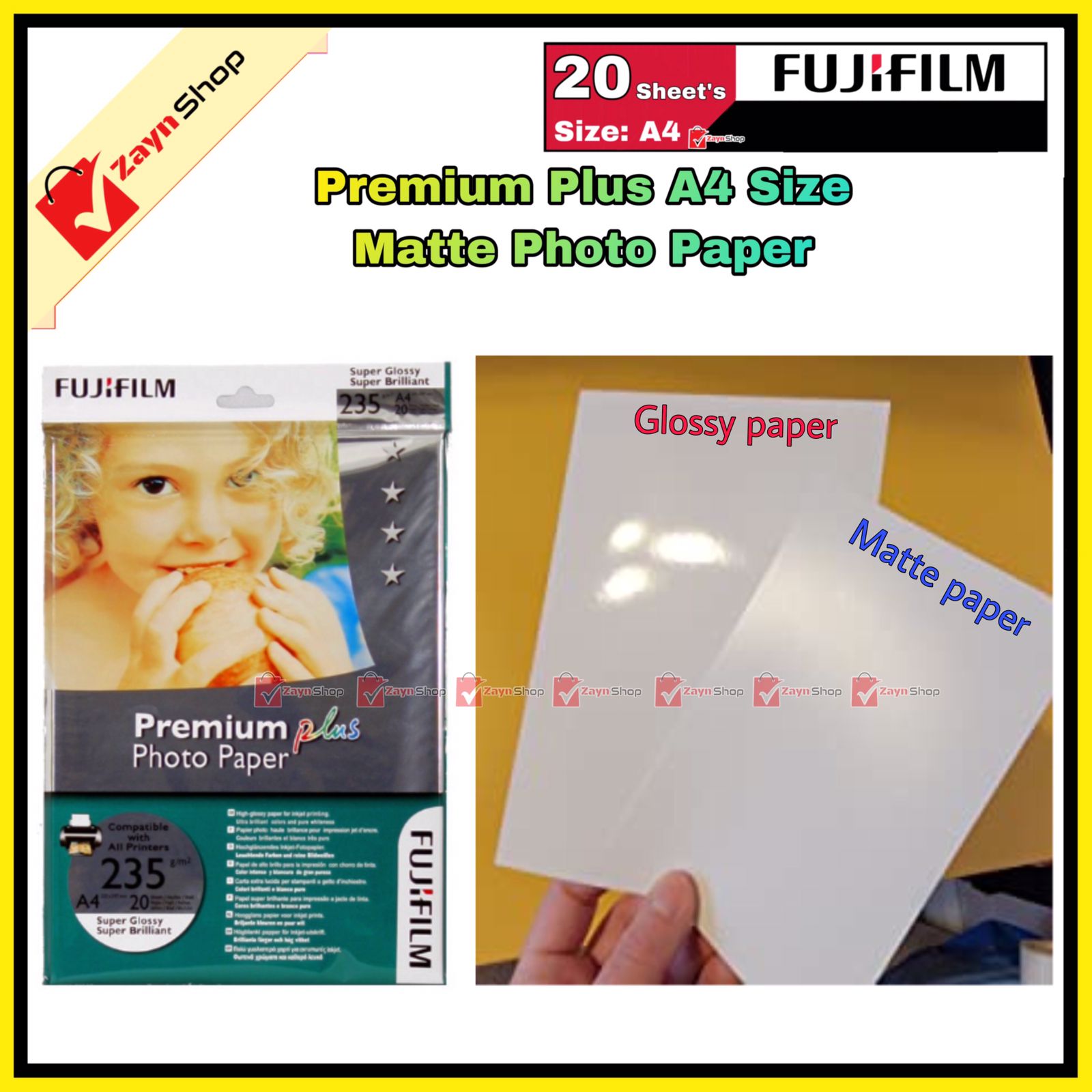 Fujifilm Matte Premium Plus Photo Paper A4 Size 20 Sheets_img_1