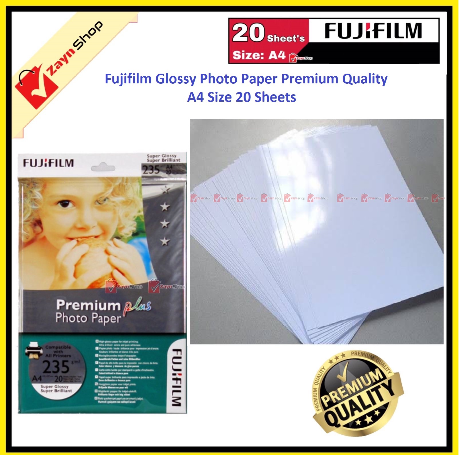 Fujifilm Glossy Premium Quality Photo Paper A4 Size 20 Sheets_img_2