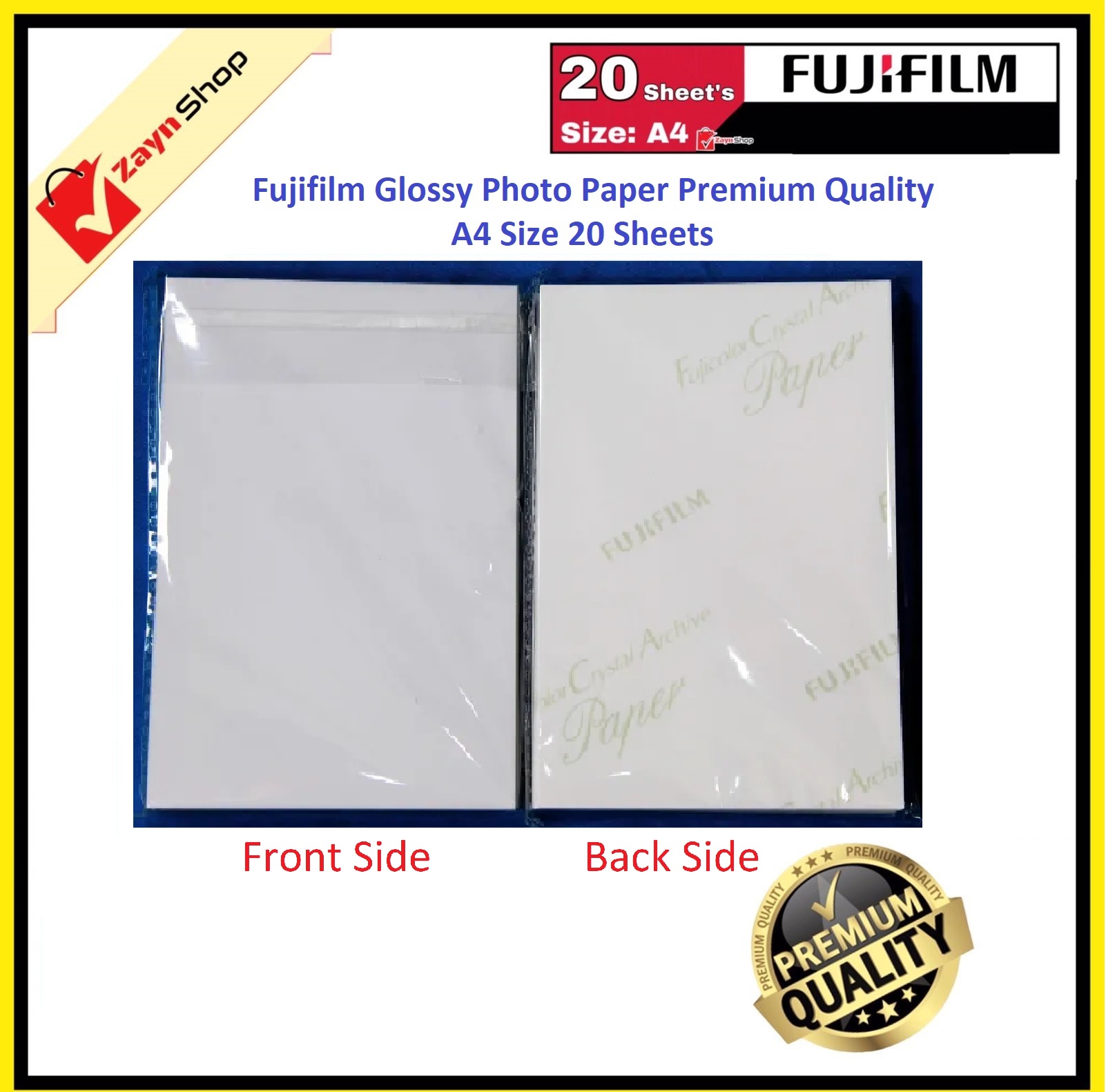Fujifilm Glossy Premium Quality Photo Paper A4 Size 20 Sheets_img_3