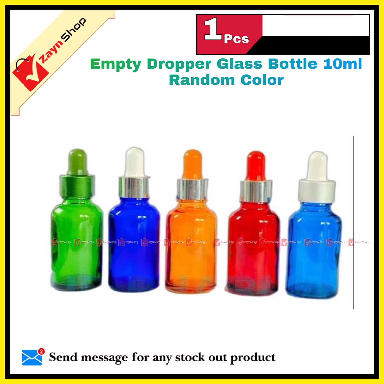Empty Dropper Glass Bottle 10 ml Random color 1 pcs_img_0