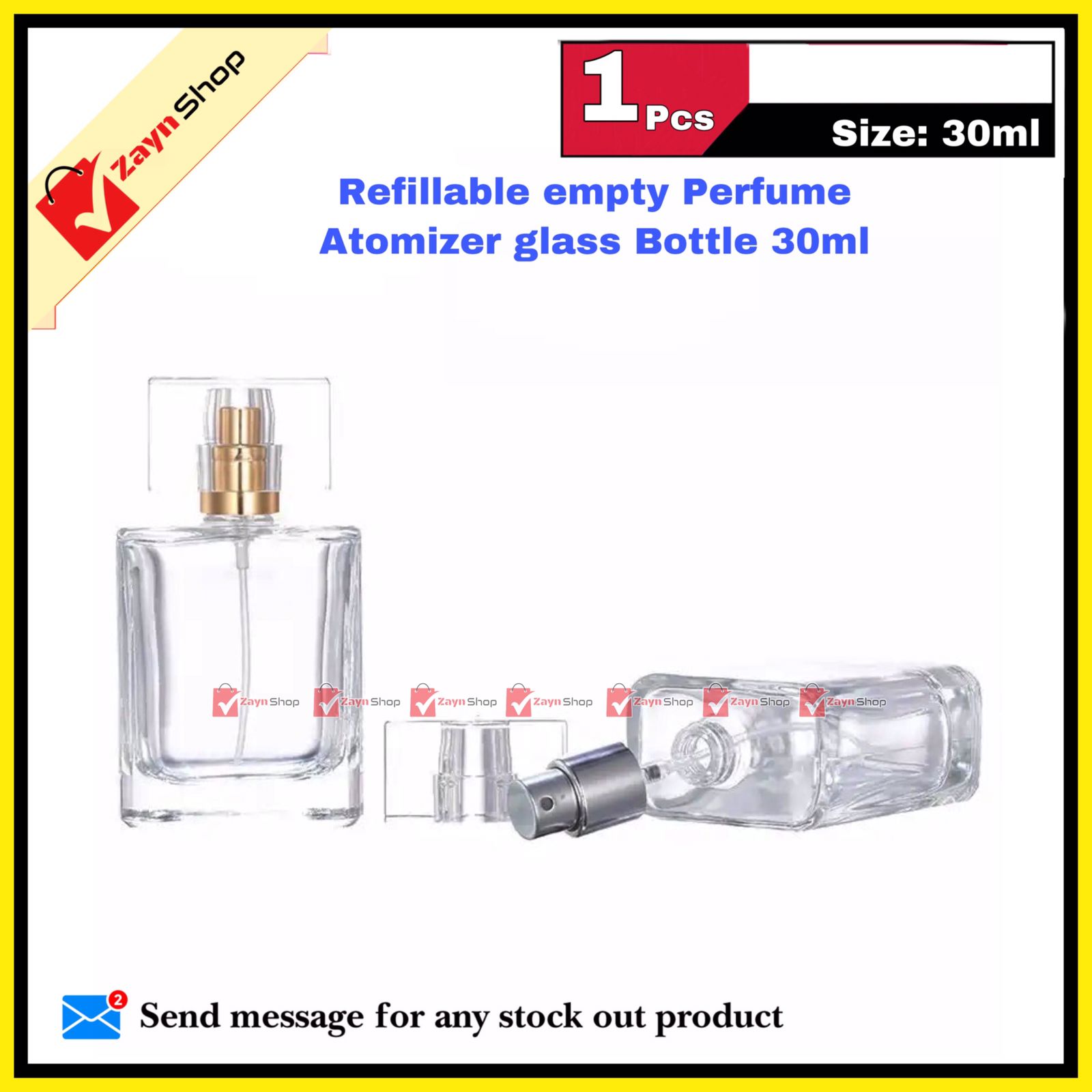 Empty Perfume Atomizer Refillable Spray 30ml Bottle 1pcs - Transparent Glass Square Shape - Very Comfortable and Fashionable_img_4