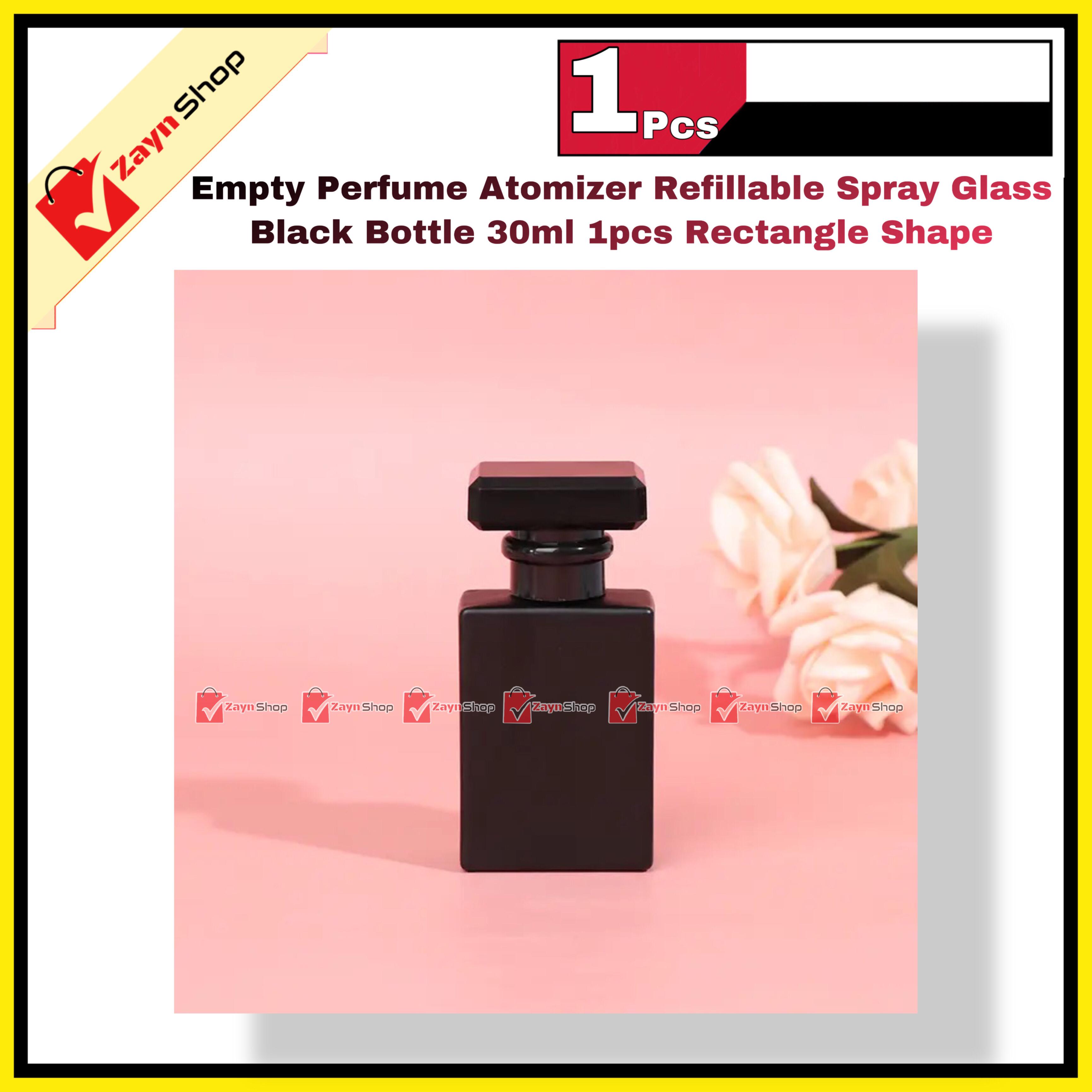 Empty Perfume Atomizer Refillable Spray Glass Black Bottle Rectangle Shape 30ml 1pcs_img_2