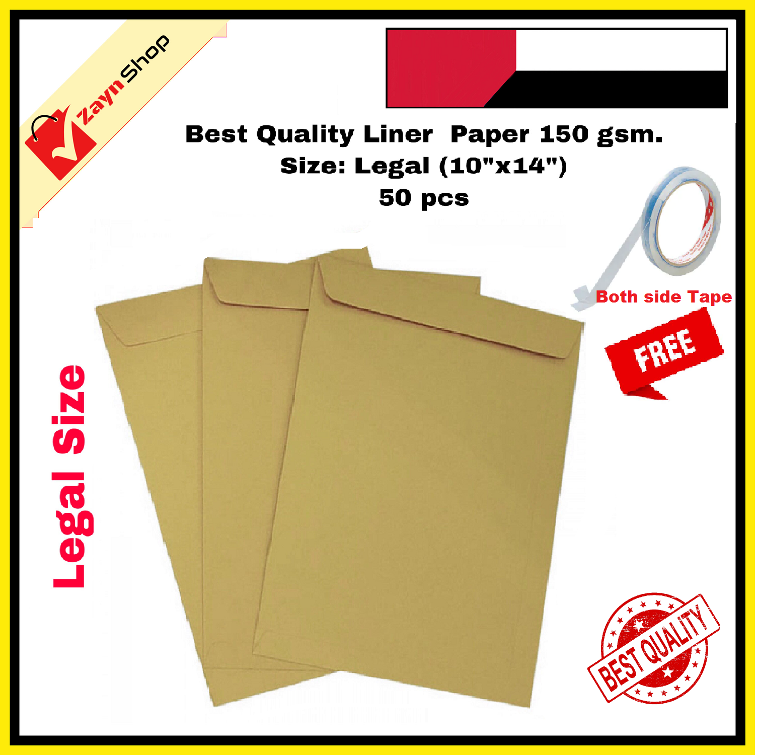 Envelope (Legal 10''x14'' ) and size liner Paper 150 GSM ( 50 pieces Bundle )_img_0
