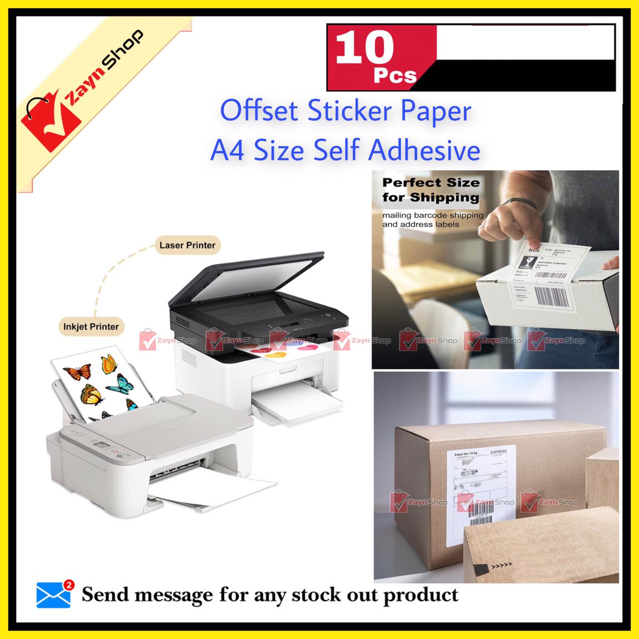 Offset Sticker Paper A4 Size Self Adhesive Label white color 10 pcs_img_2