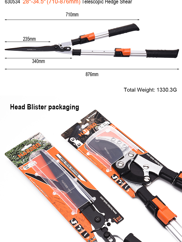 HARDEN Garden Hedge Shear, Adjustable, Telescopic, (29.5"-34.5"), Rubber Grip; 630534_img_6
