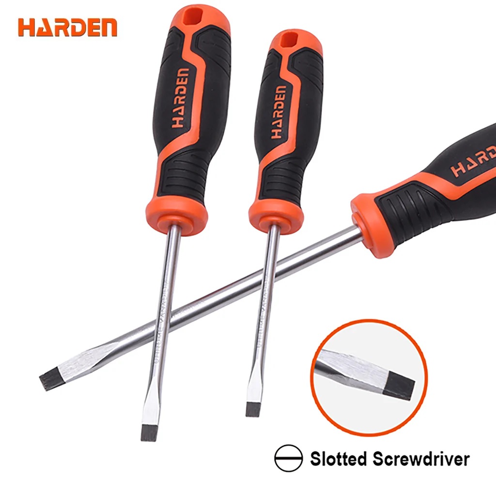 HARDEN Soft Handle Flat Screwdriver (3x75 | 3x100 | 3x150), Slotted Screwdriver; 550241 | 550242 | 550243
