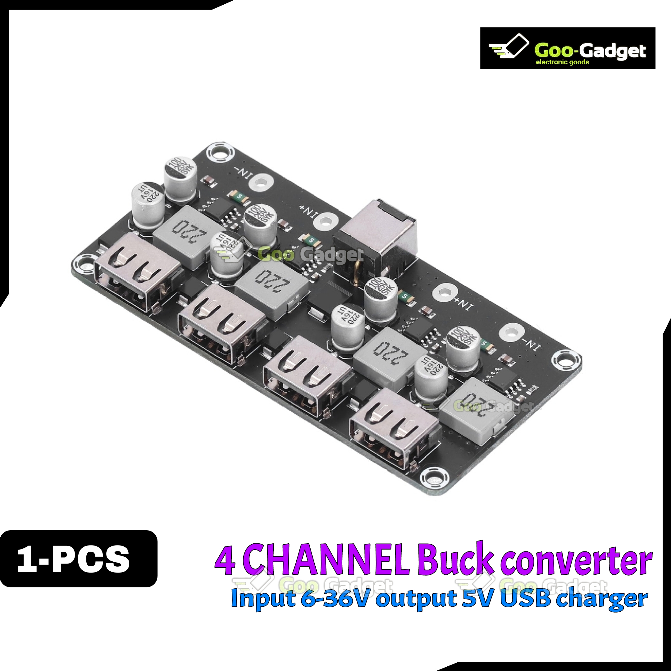 4-Channel QC3.0 USB Buck Converter | DC-DC Step-Down Module | Fast Charging Circuit Board