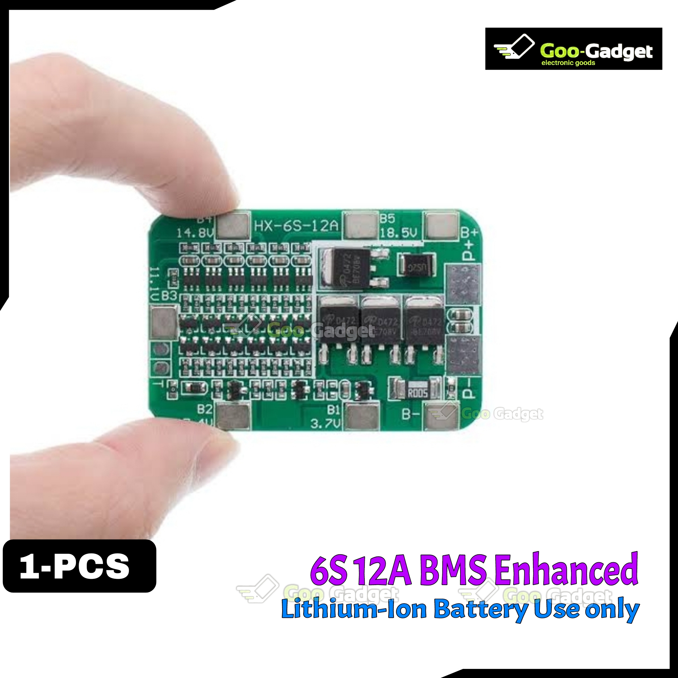 6S 12A 24V BMS Protection Board for 6-Pack 18650 Li-ion Battery Cells with Overcharge and Discharge Protection