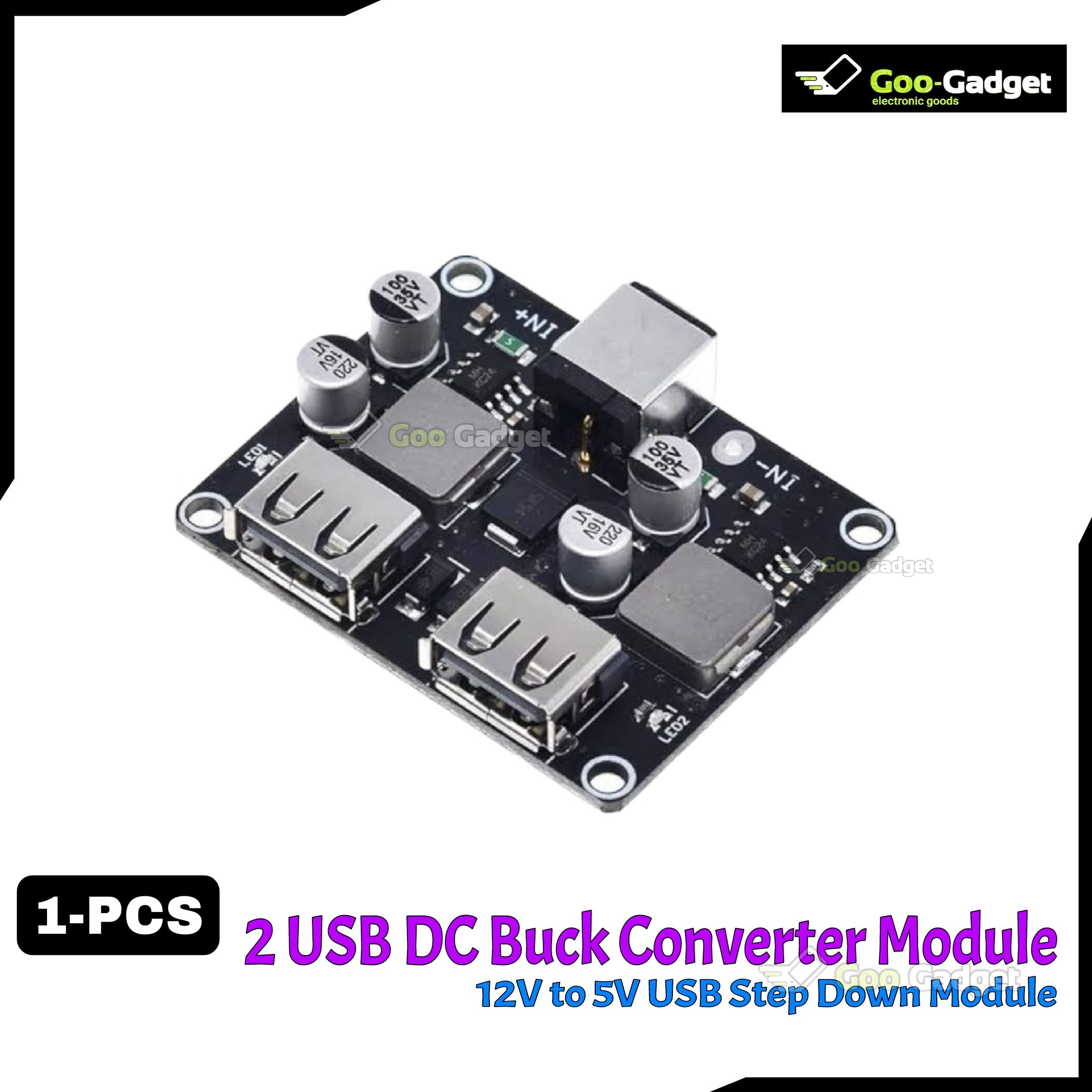 QC3.0 QC2.0 2 USB DC-DC Buck Converter Charging Step-Down Module | Fast Quick Charger Circuit Board