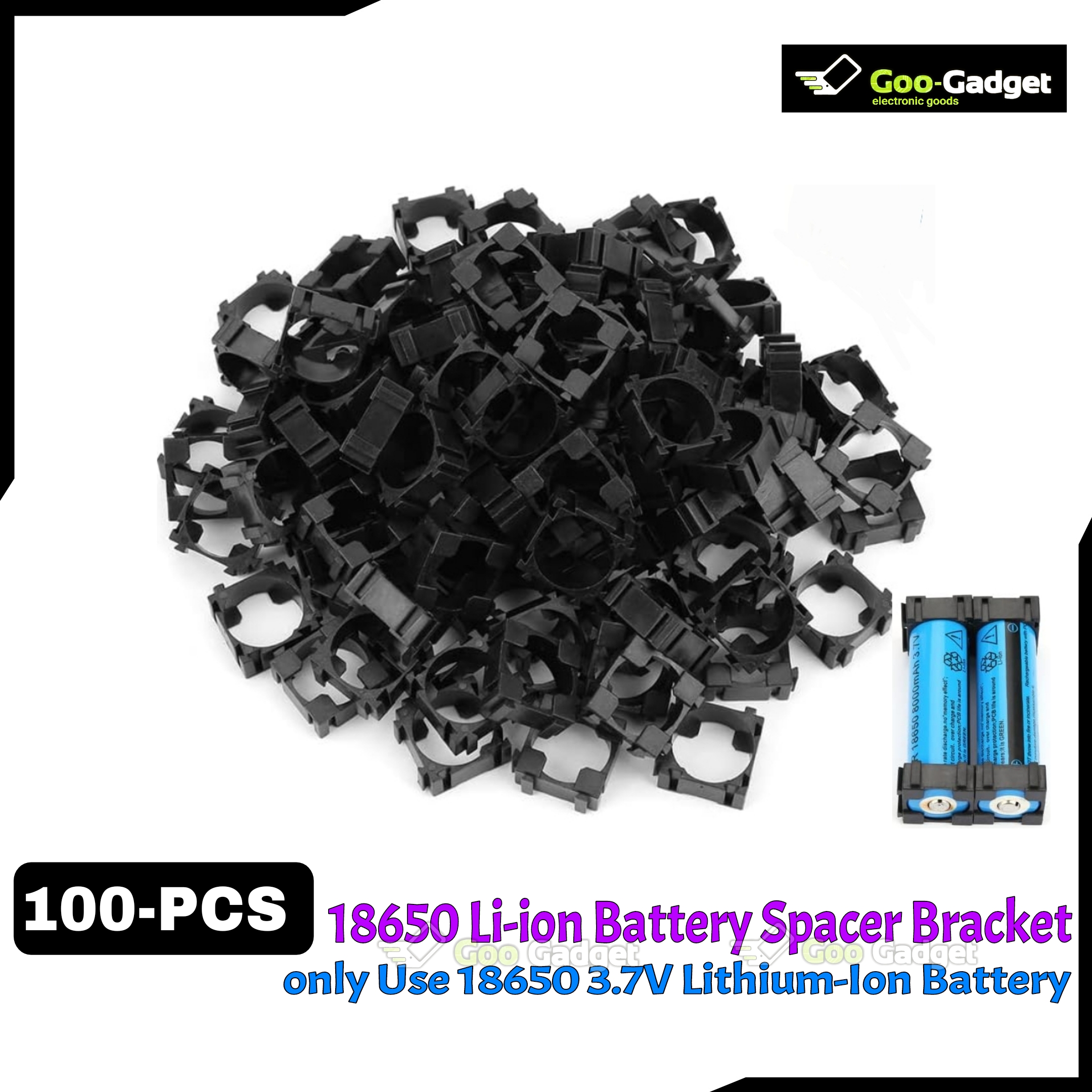 100-PCS 18650 Li-ion Battery Spacer Bracket Holder | Single-Cell Plastic Spacer