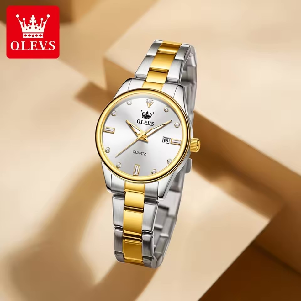 OLEVS 3621 Ladies Chain Watch- Silver Dial- Golden Bezel- Silver+Golden Bezel- TF Code OL976CF_img_2