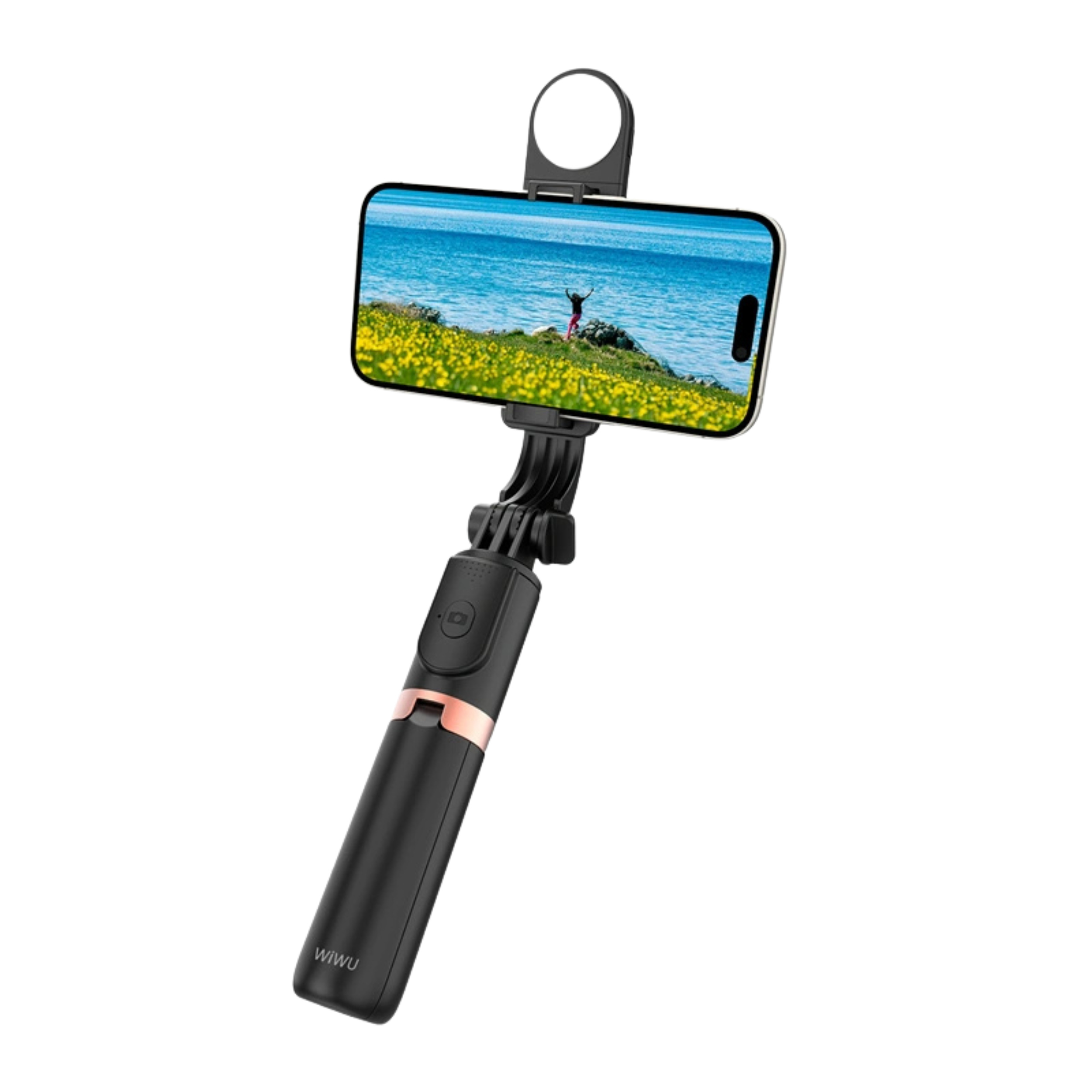WiWU Fill Light Mini Selfie Stick – 3‑Level LED Beauty Light & Bluetooth Tripod Selfie Stand_img_0