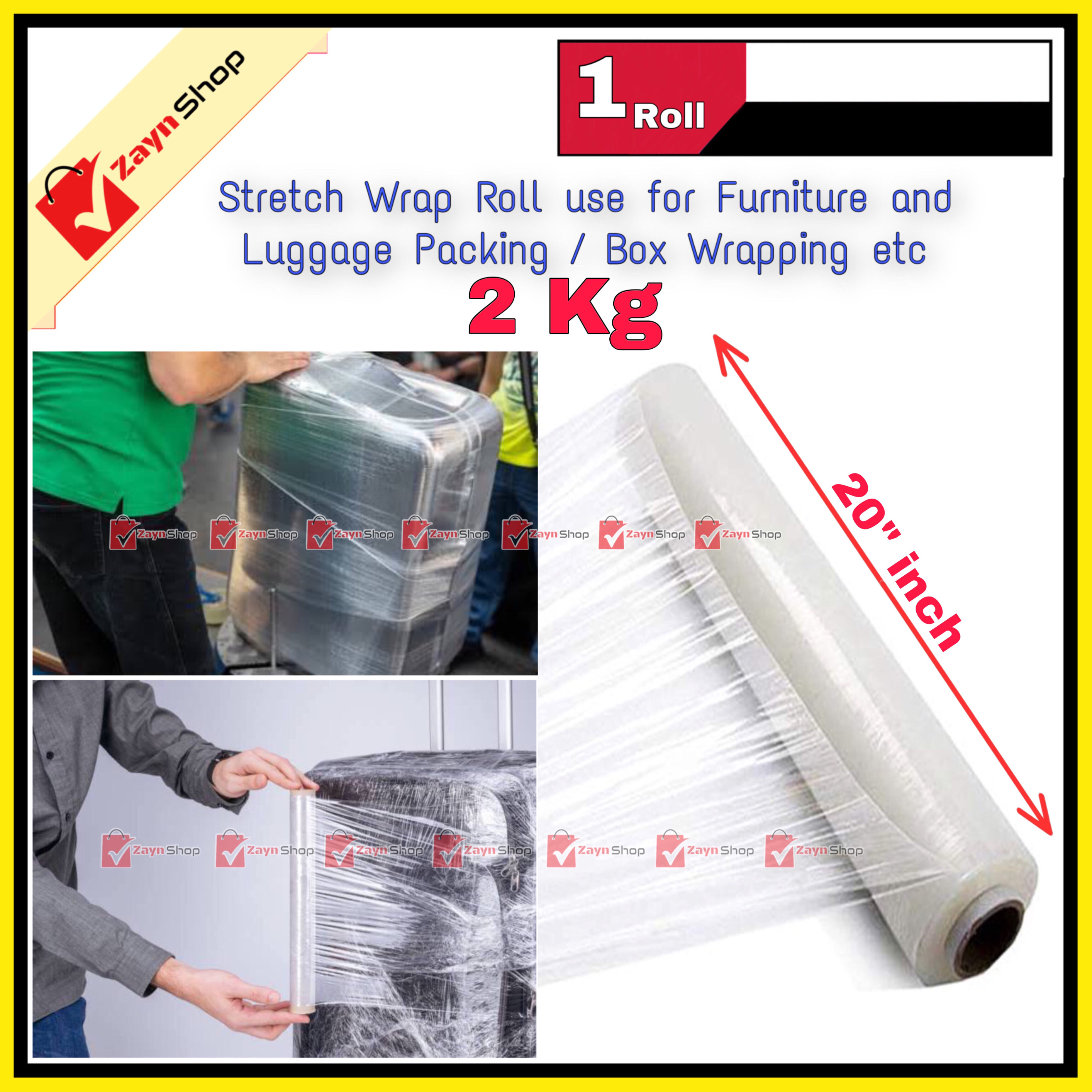 Poly Roll 2 Kg 20" inch Plastic Stretch Wrapping perfect For Luggage Box Wrapping 1 Roll_img_2