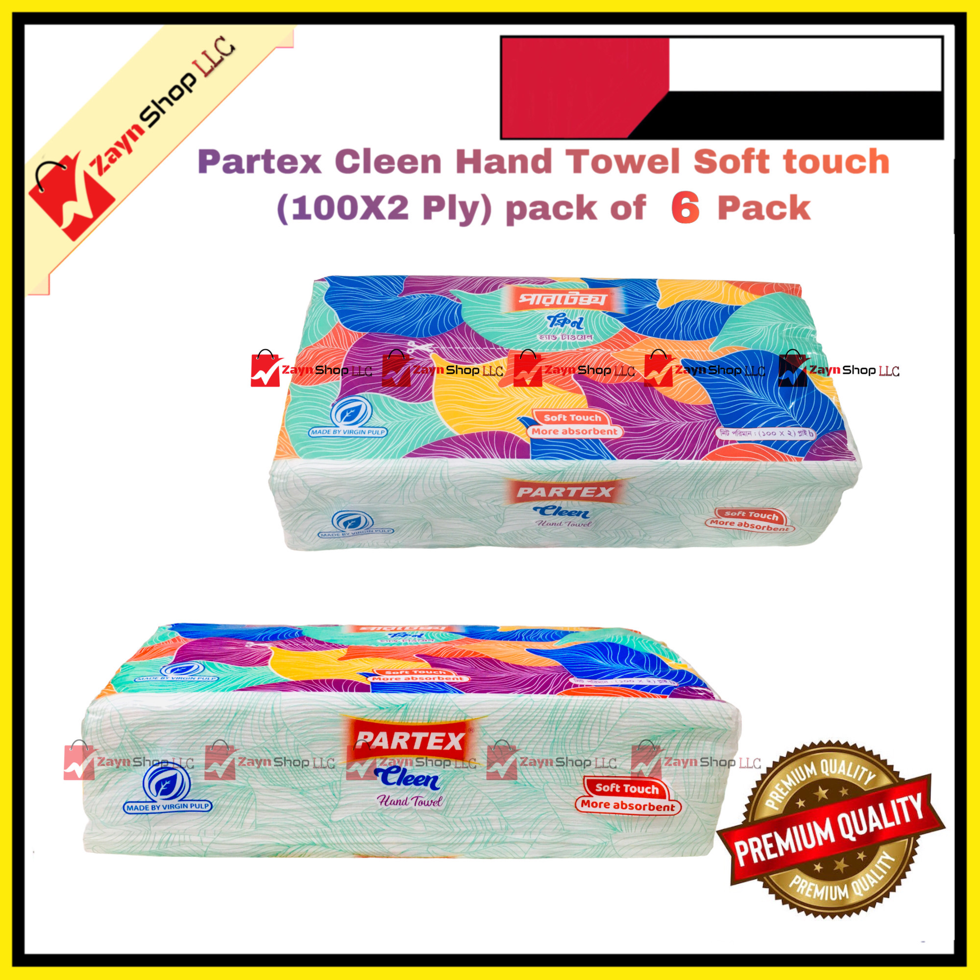 Partex Cleen Hand Towel Tissue Soft touch (100X2 Ply) pack of 6 Packet_img_1