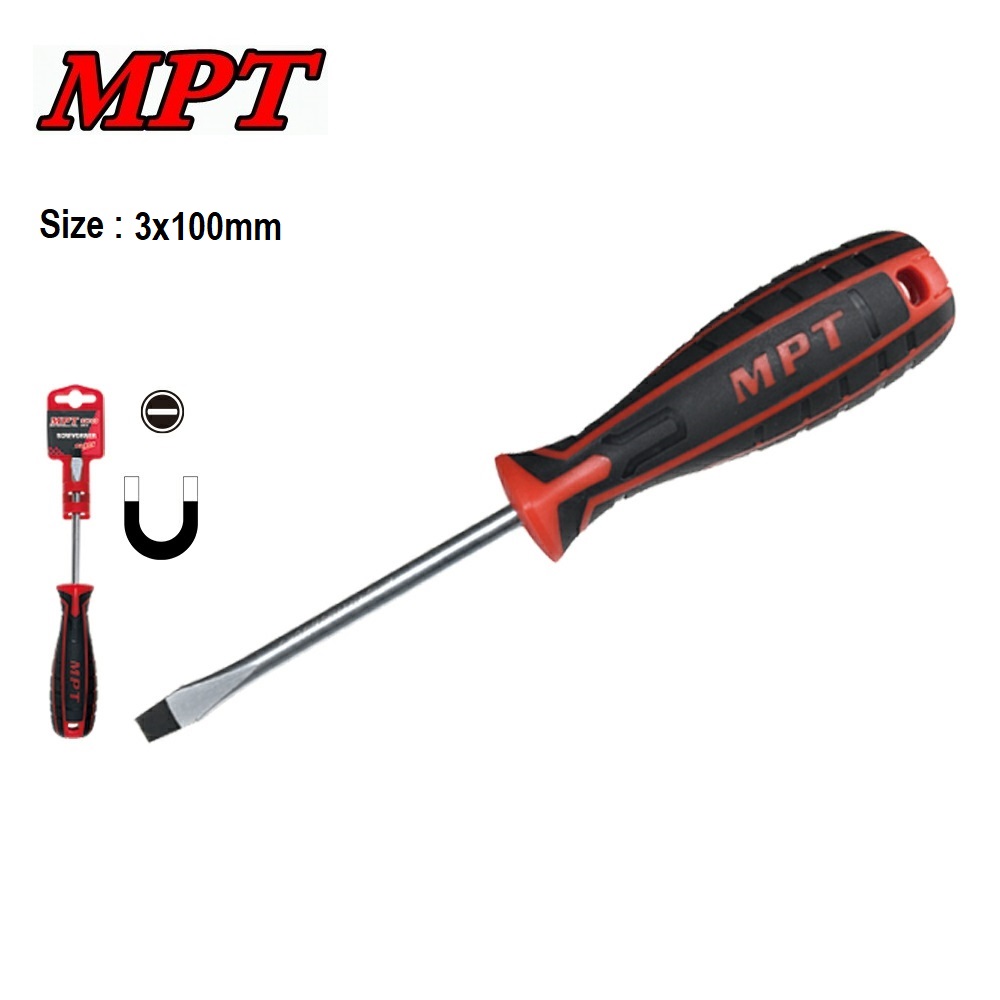 MPT Screwdriver, Flat, Cr-V, Slotted ( 3x75 | 3x100 | 5x75 | 5x100 | 5x150 | 6x38 | 6x100 | 6x125 | 6x150 | 8x150 | 8x200mm ) MHA01001_img_2