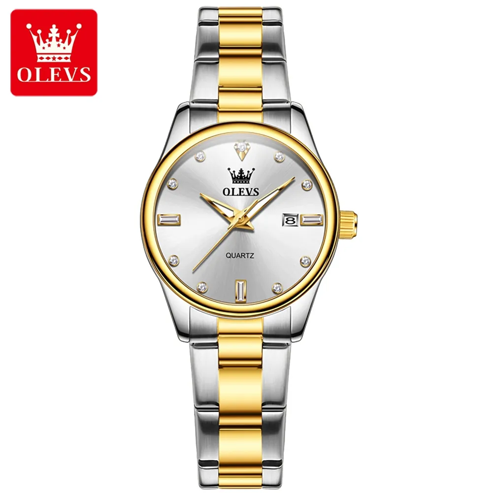 OLEVS 3621 Ladies Chain Watch- Silver Dial- Golden Bezel- Silver+Golden Bezel- TF Code OL976CF_img_0