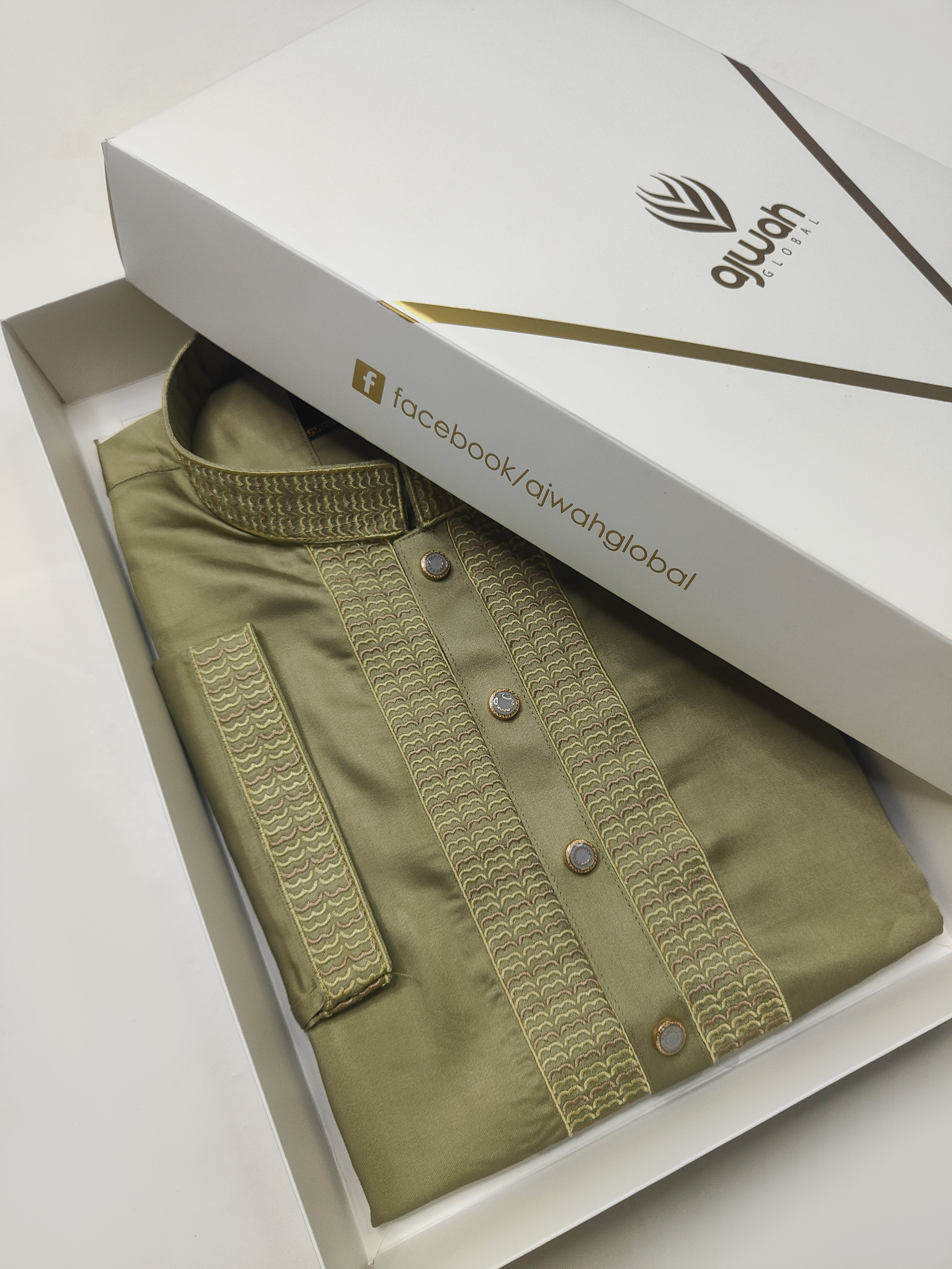 Royal Olive Majesty premium embroidery Panjabi -Aj0349_img_0