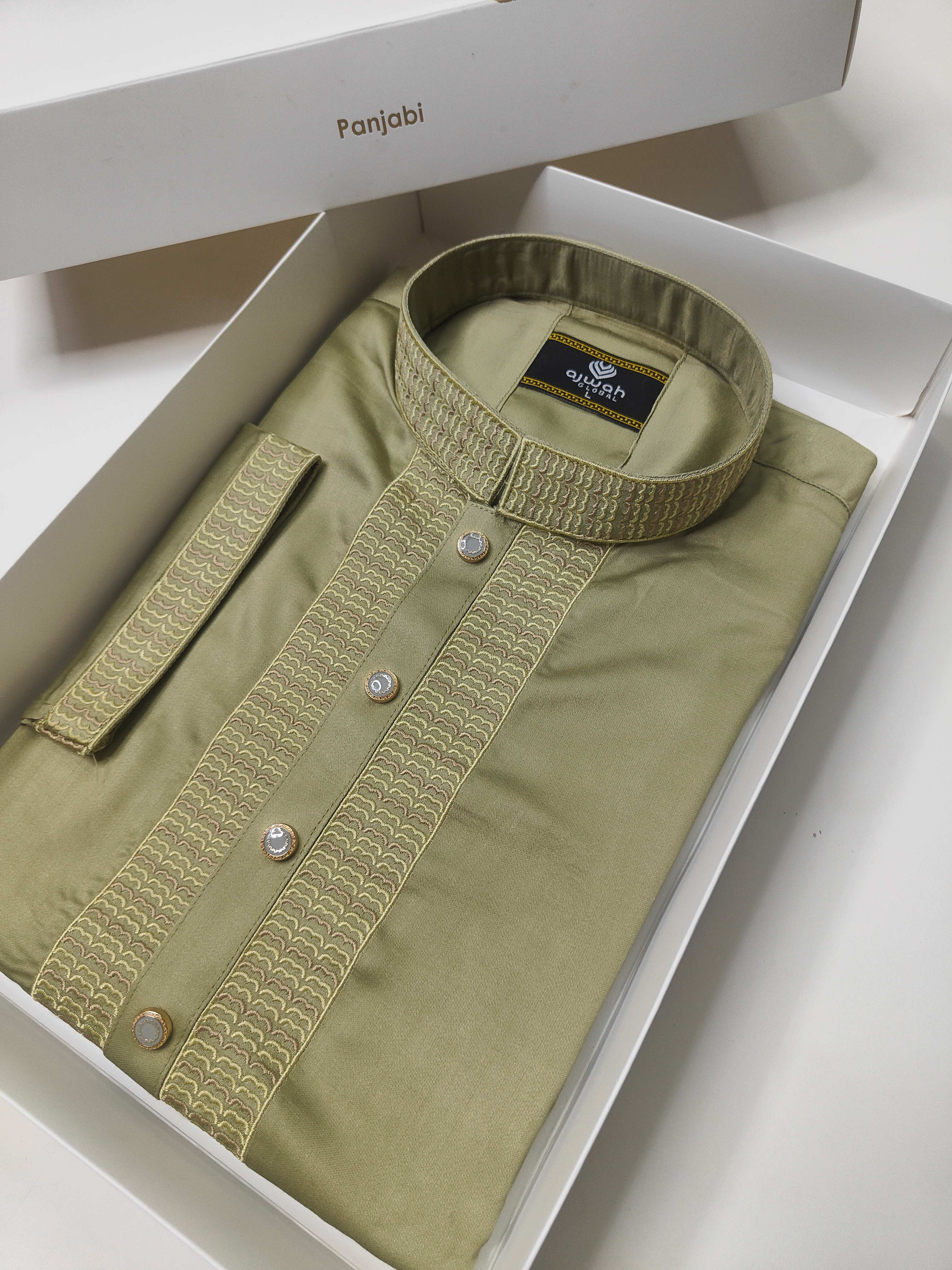 Royal Olive Majesty premium embroidery Panjabi -Aj0349_img_1