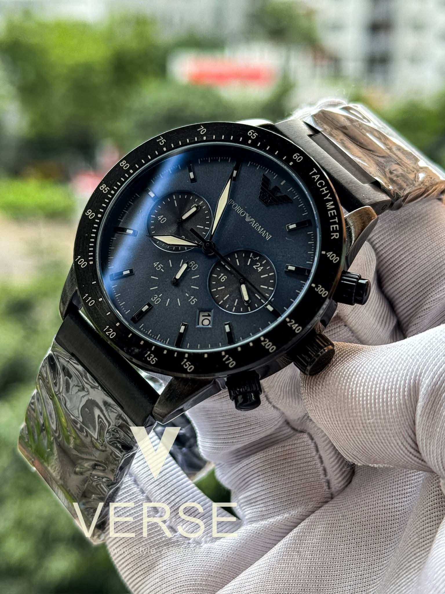 armnai Ch matt black blue dial