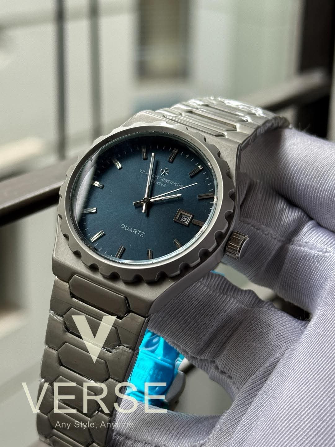 Vacheron Constantin quatrz silver body blue dial