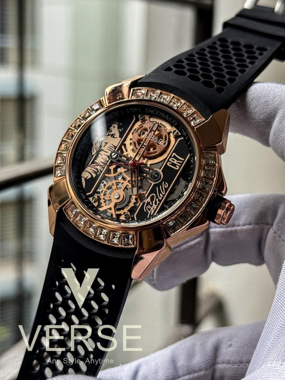 Jacob & Co cr7 stone  quatrz sweep rose gold