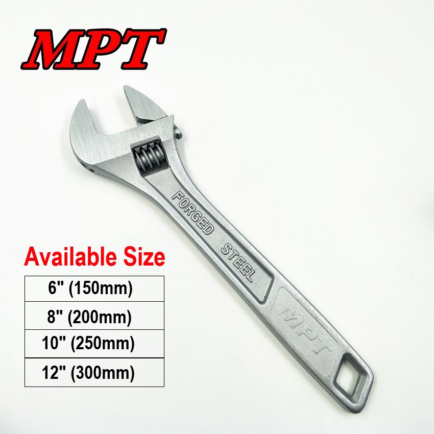 MPT Adjustable Wrench ( 6" | 8" | 10" | 12" ), 45# Carbon steel; MHC01001_img_0