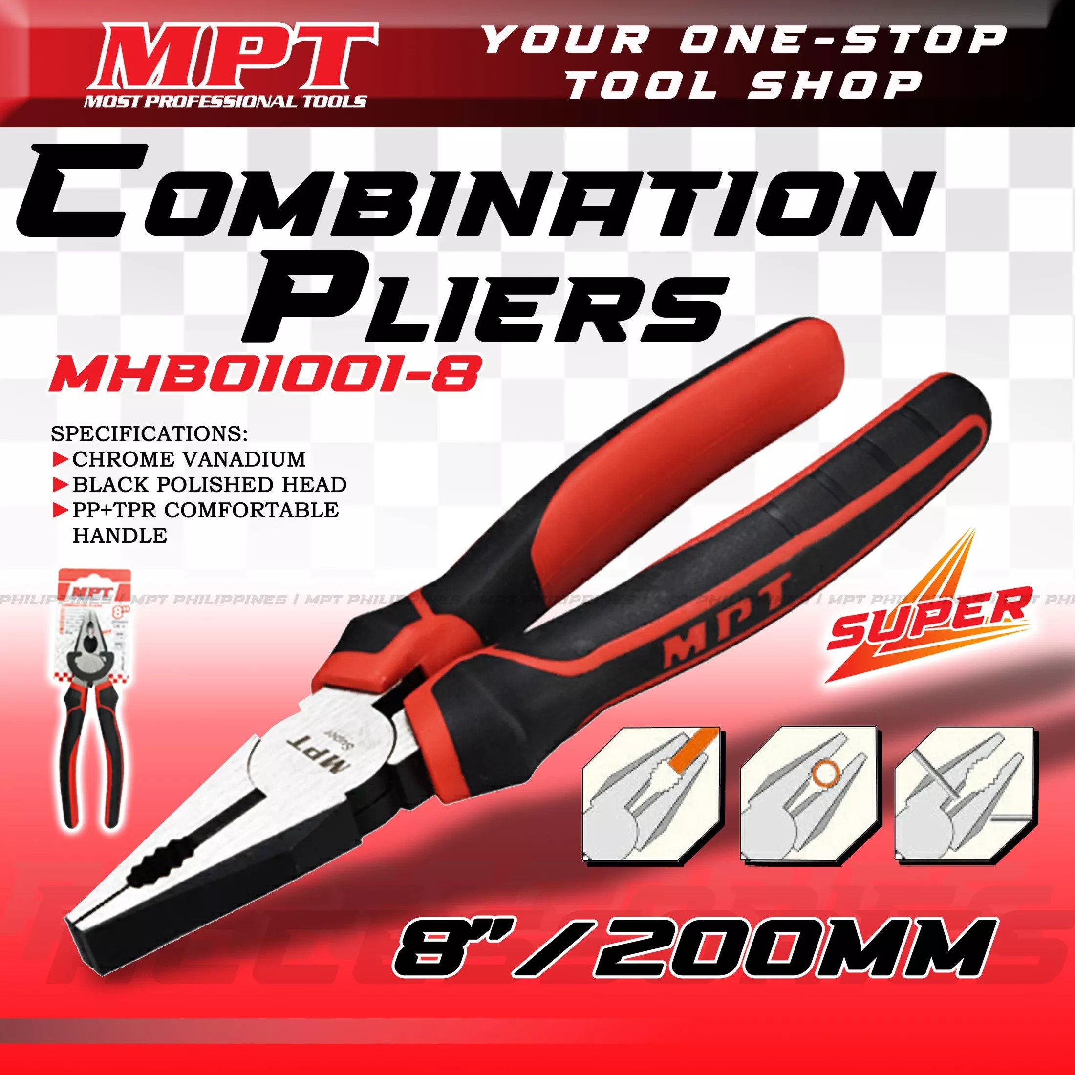 MPT Combination Pliers ( 6" | 7" | 8" ), CRV; MHB01001