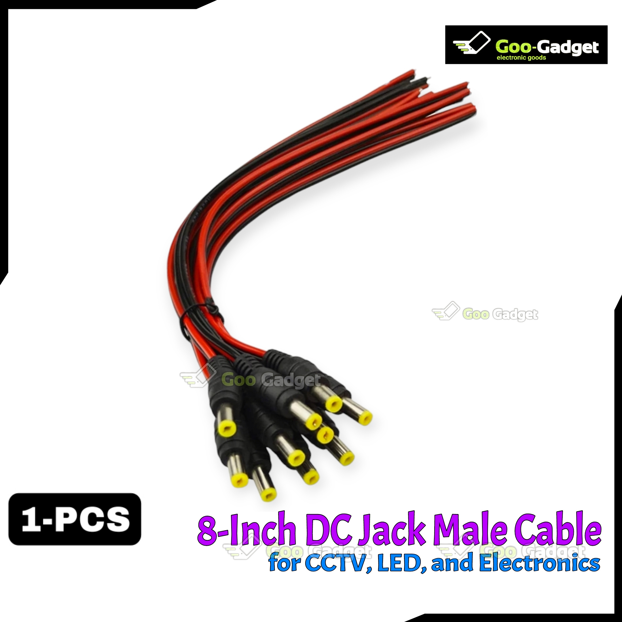 DC Power Jack Male with Cable (2.1mm Plug to Open Wire 6 inch) | Male Barrel Connector, DC Male Power Cable Adapter