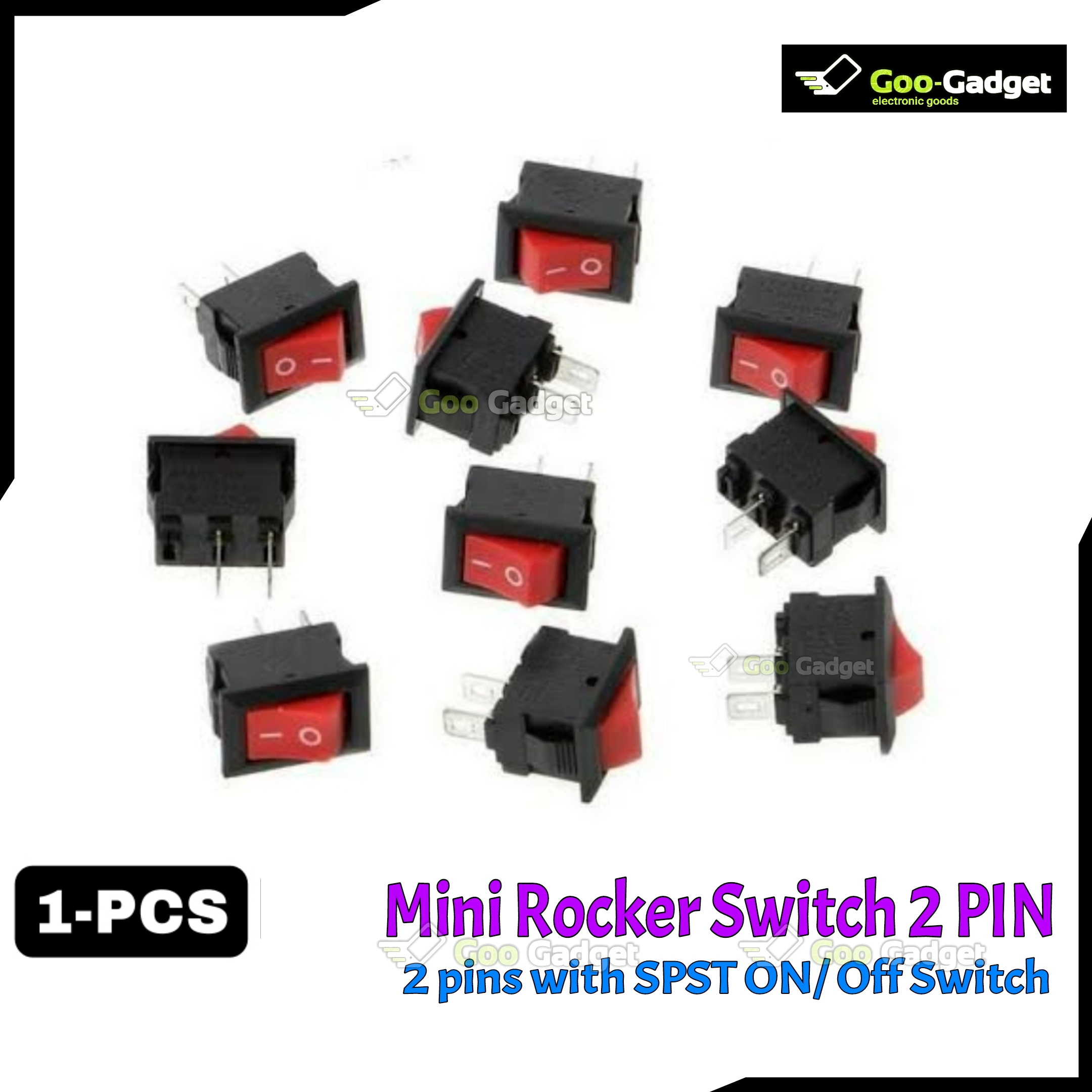 Mini Rocker Switch | 2-Pin ON-OFF SPST | 125VAC 6A / 250VAC 3A | Red KCD117S
