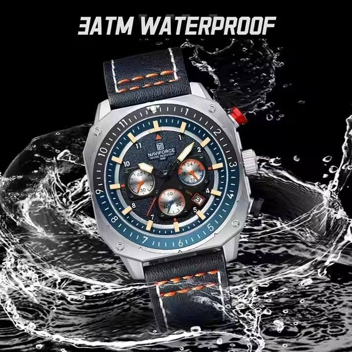 Naviforce 8057 Gents Belt Watch- Blue Dial- Silver Bezel- Blue Belt- TF Code NF997BM_img_5