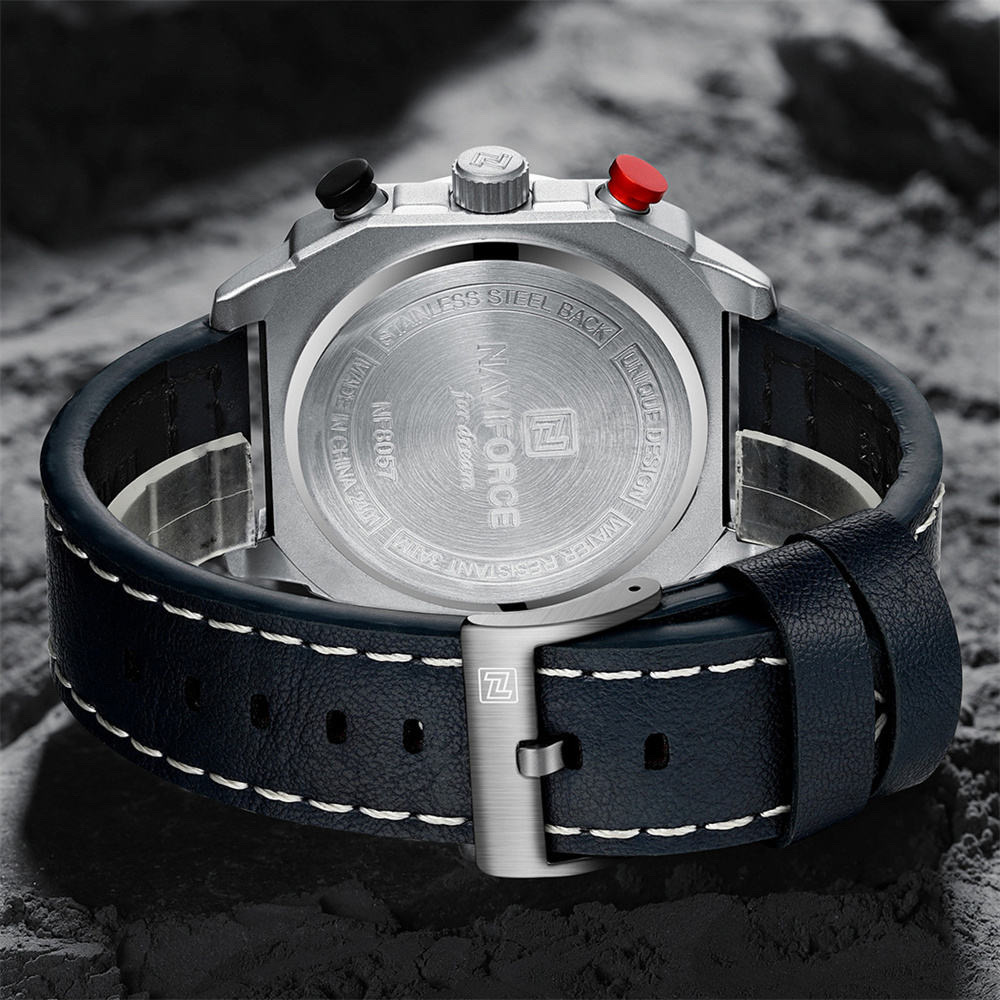 Naviforce 8057 Gents Belt Watch- Blue Dial- Silver Bezel- Blue Belt- TF Code NF997BM_img_6
