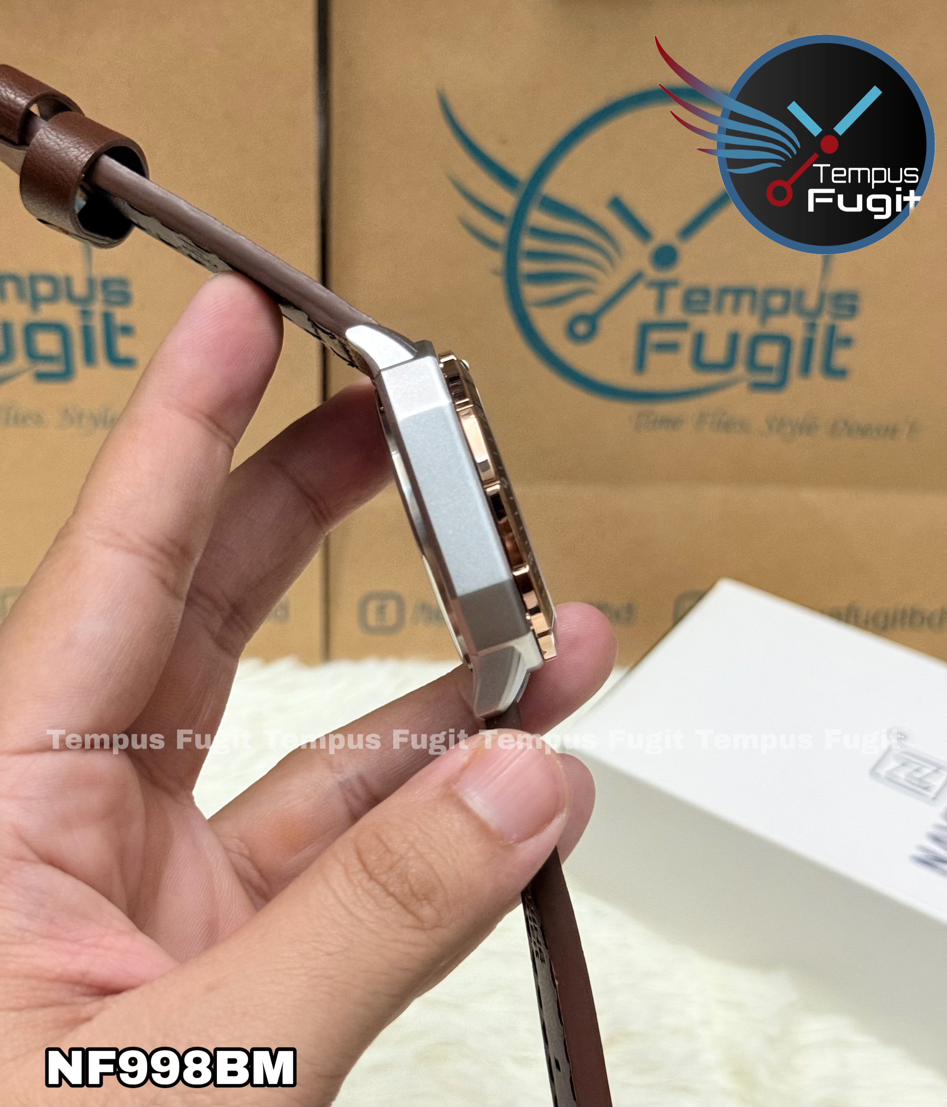 Naviforce 8057 Gents Belt Watch- Brown Dial- Silver Bezel- Brown Belt- TF Code NF998BM_img_8