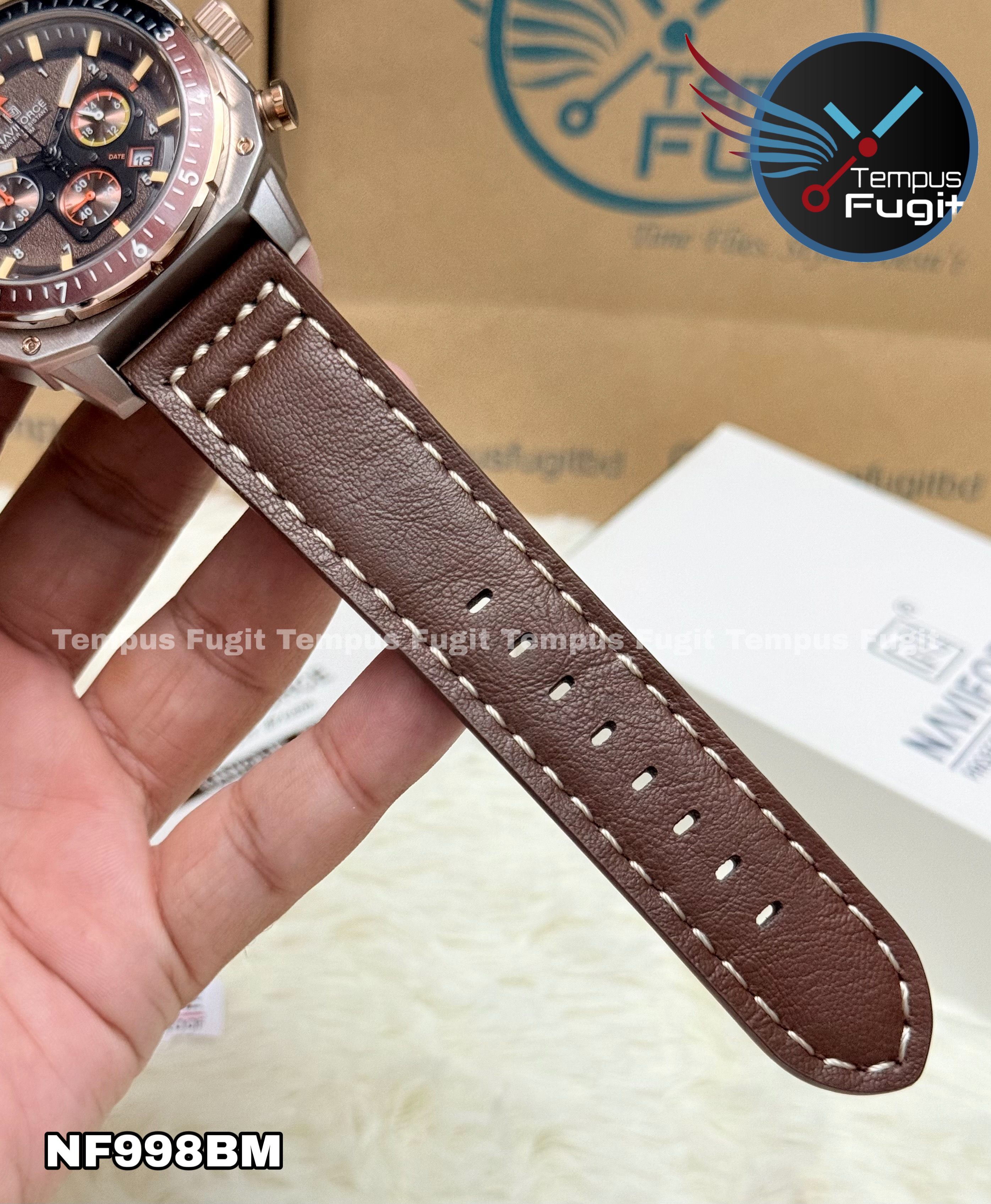 Naviforce 8057 Gents Belt Watch- Brown Dial- Silver Bezel- Brown Belt- TF Code NF998BM_img_9