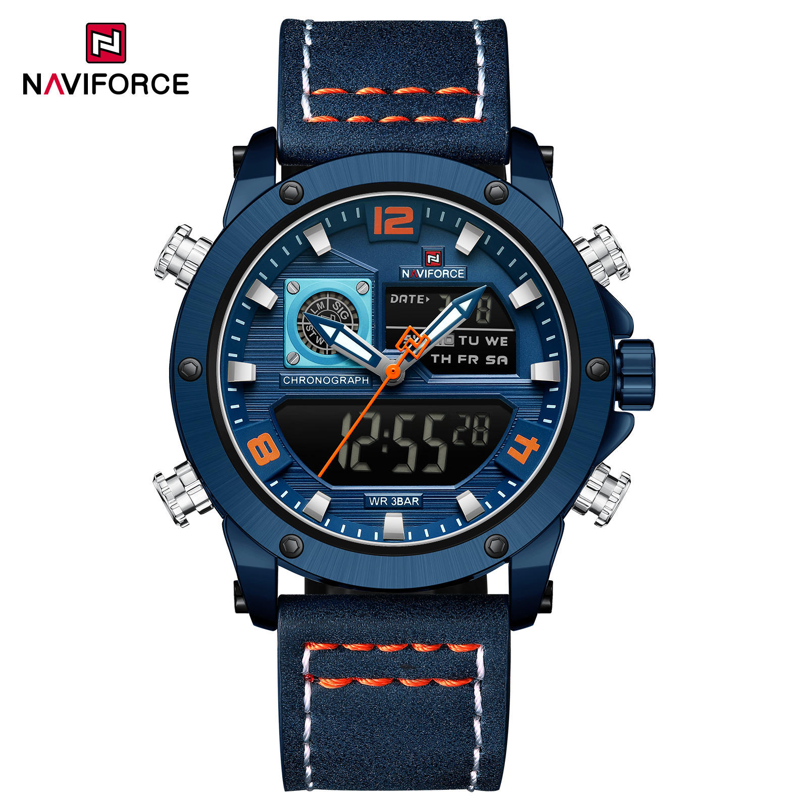 Naviforce 9236 Gents Belt Watch- Blue Dial- Blue Bezel- Blue Belt- TF Code NF995BM_img_0
