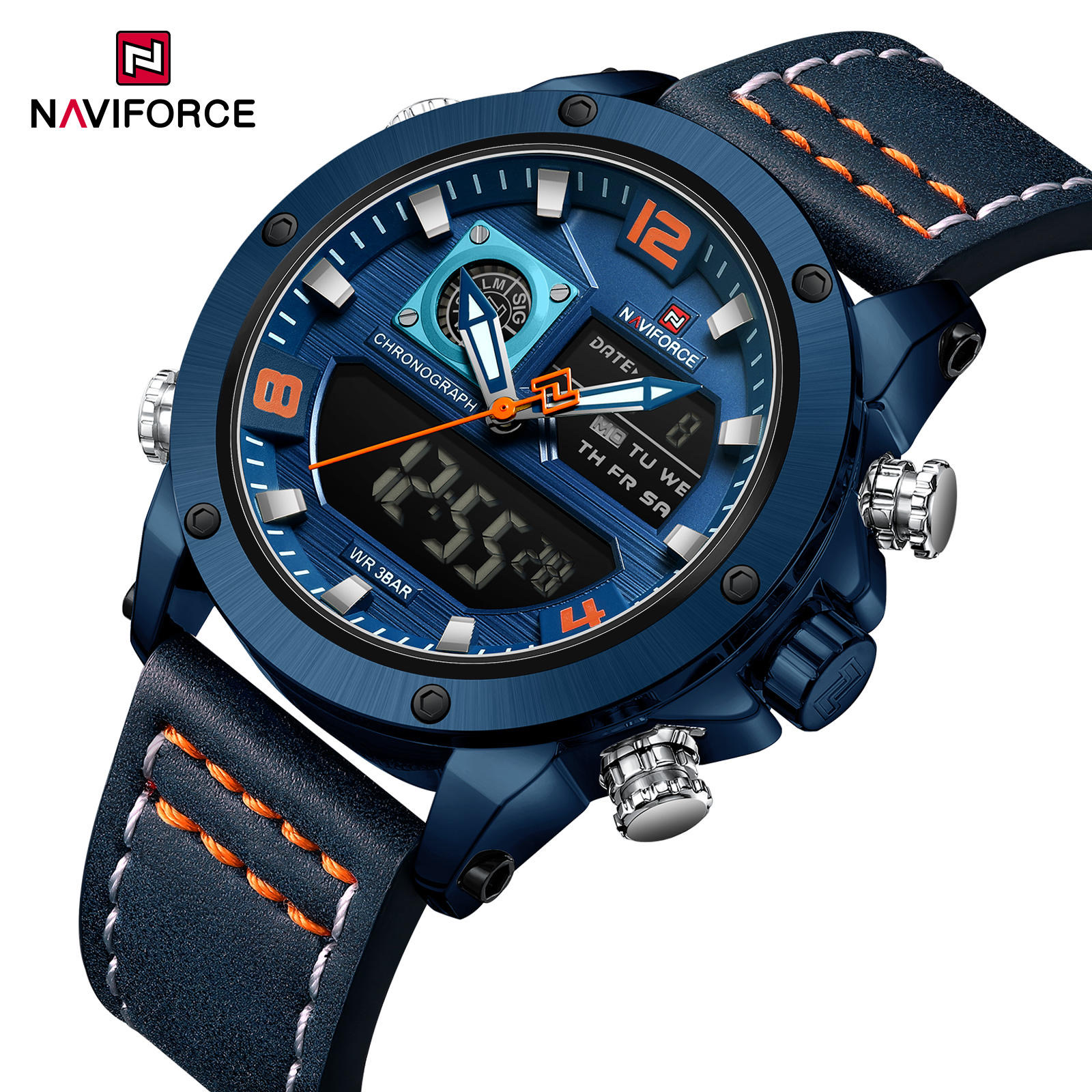 Naviforce 9236 Gents Belt Watch- Blue Dial- Blue Bezel- Blue Belt- TF Code NF995BM_img_1