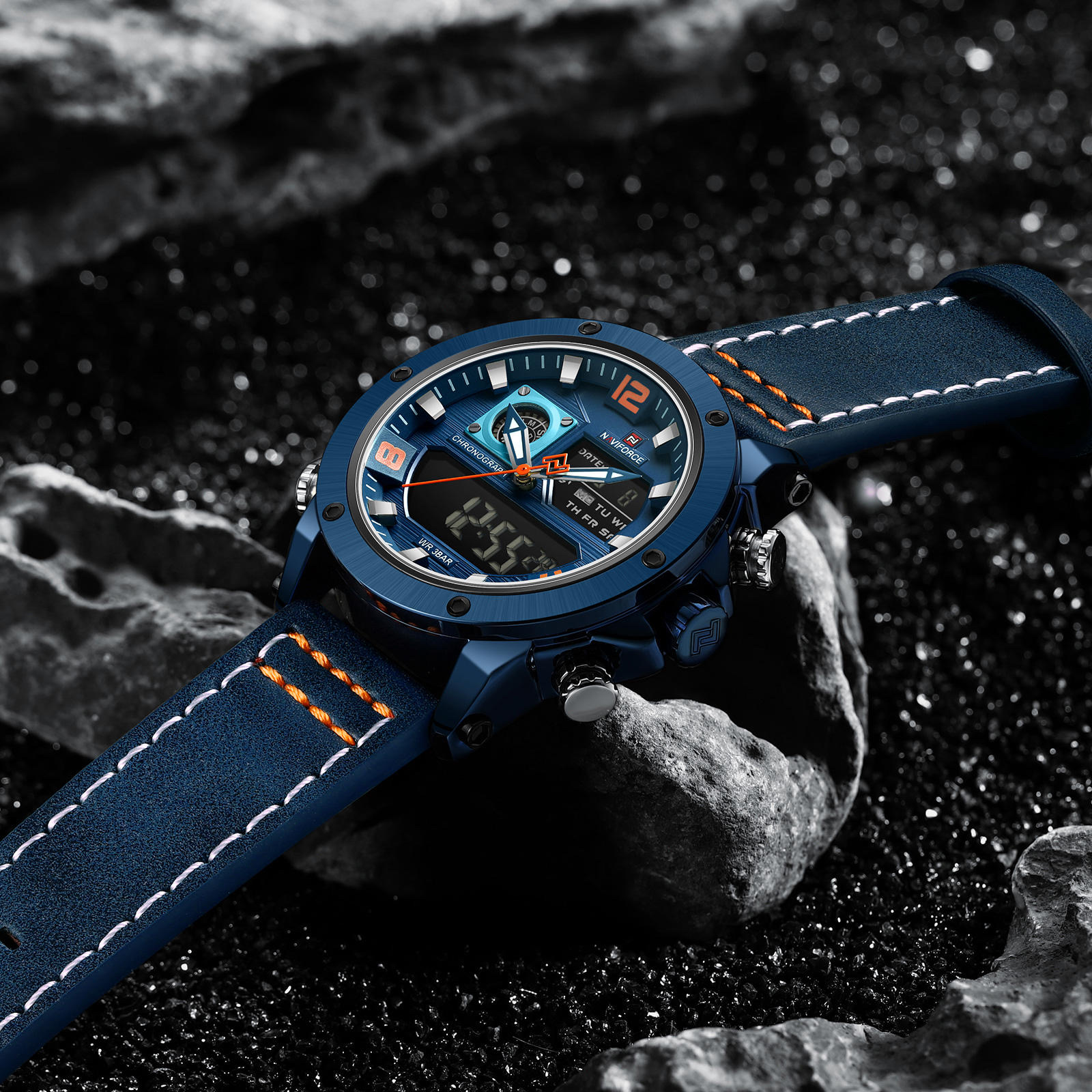 Naviforce 9236 Gents Belt Watch- Blue Dial- Blue Bezel- Blue Belt- TF Code NF995BM_img_3