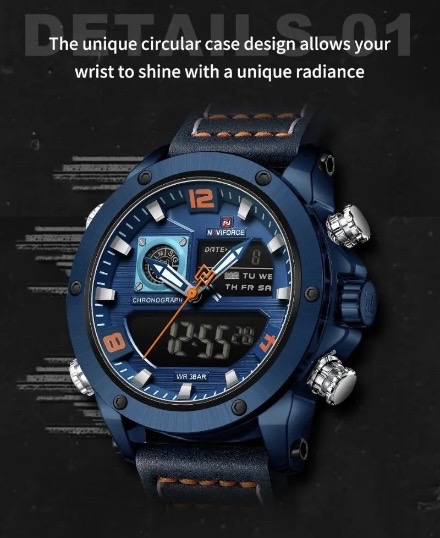 Naviforce 9236 Gents Belt Watch- Blue Dial- Blue Bezel- Blue Belt- TF Code NF995BM_img_6