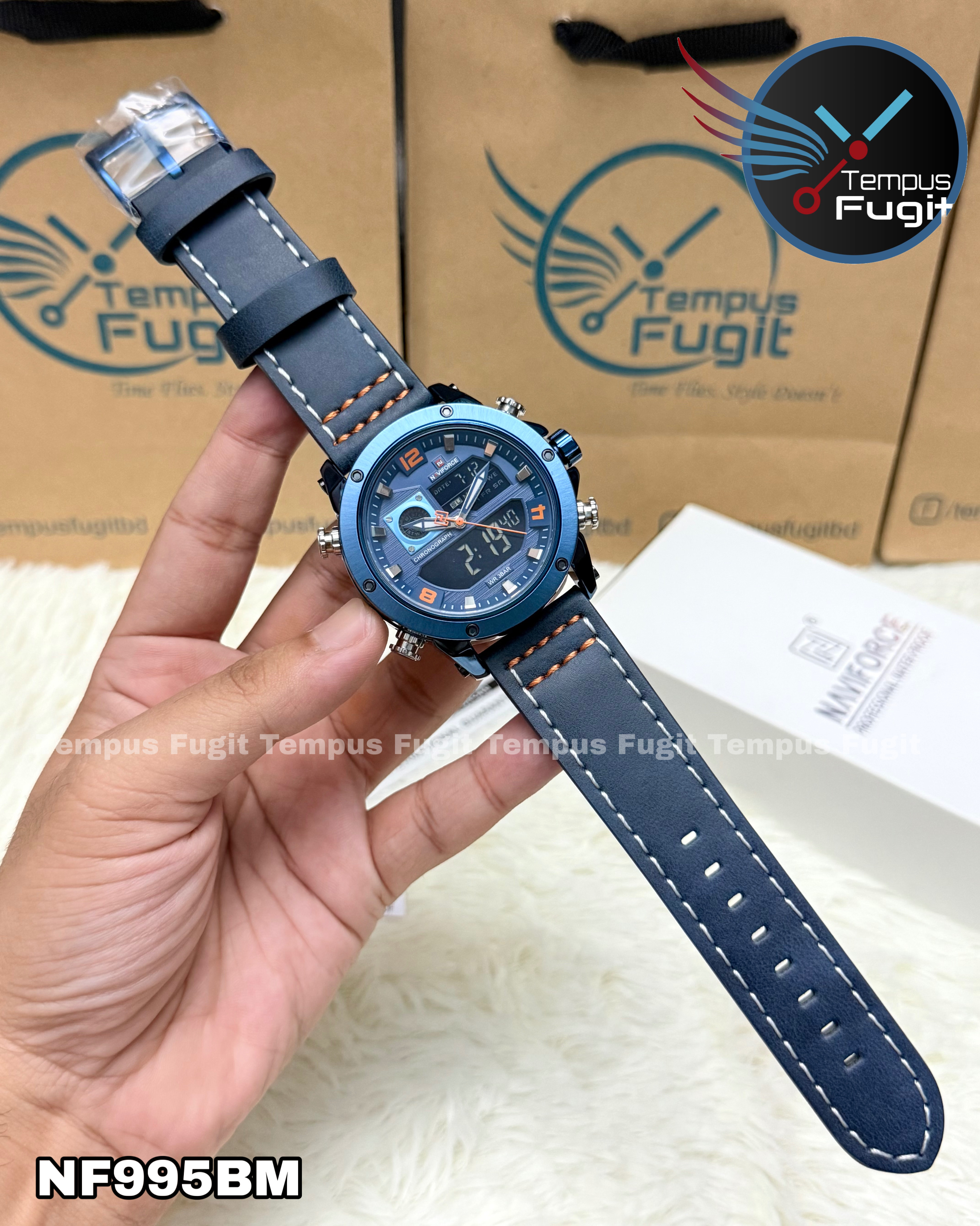 Naviforce 9236 Gents Belt Watch- Blue Dial- Blue Bezel- Blue Belt- TF Code NF995BM_img_12