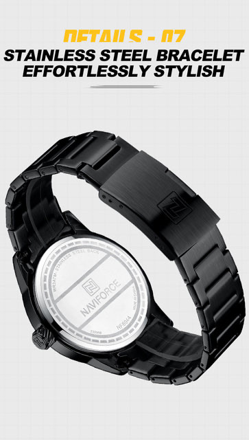 Naviforce 8044 Gents Chain Watch - Black Dial with Red Marking- Black Bezel- Black Chain- TF Code NF980CM_img_9