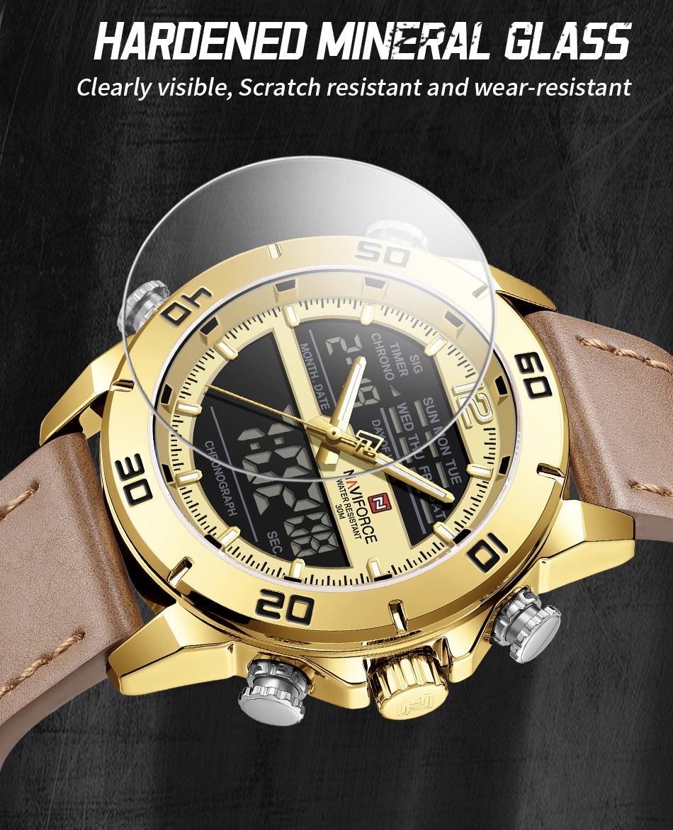 Naviforce 9253 Gents Belt Watch- Golden Dial- Golden Bezel- Brown Belt- TF Code NF996BM_img_11