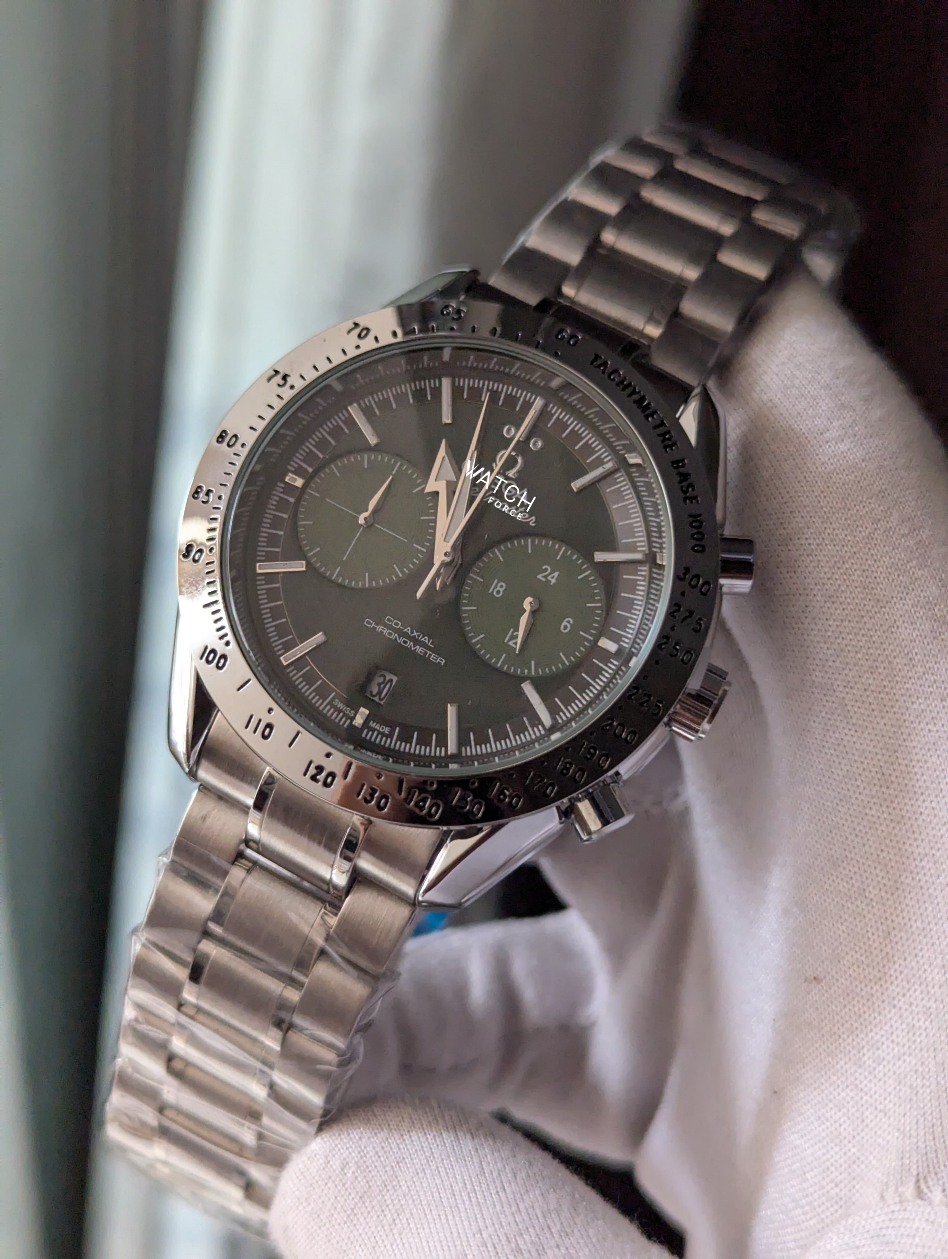 Omega Chronograph Watch Green Face