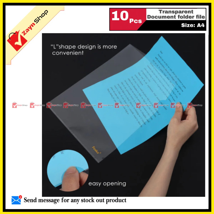 Documents Folder File Transparent Clear A4 Size Paper Organizer 8.5 x 12 Inch Pack of 10 pcs_img_2
