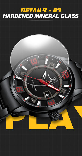 Naviforce 8044 Gents Chain Watch - Black Dial with Red Marking- Black Bezel- Black Chain- TF Code NF980CM_img_6