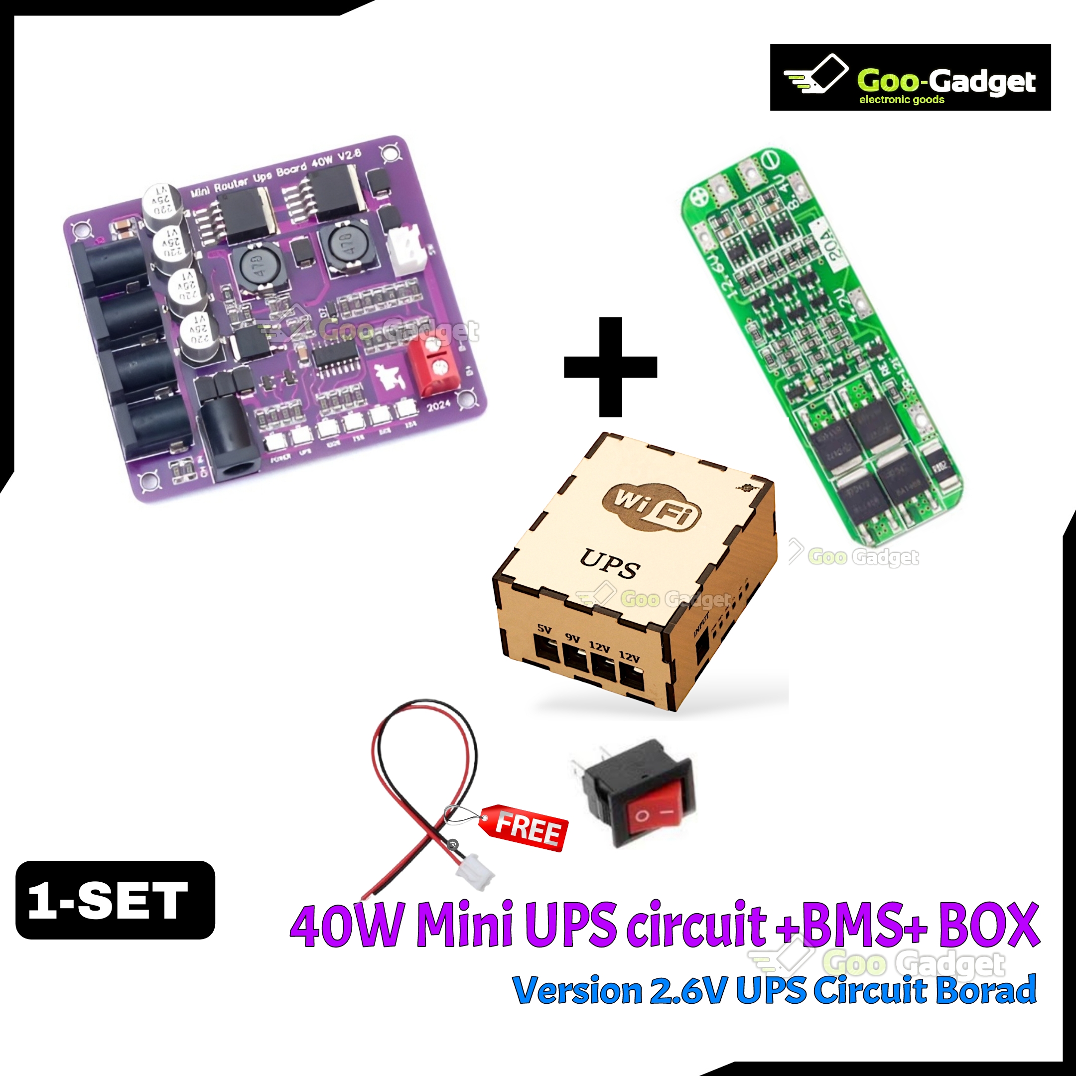 40W Mini Router UPS Circuit Borad + 3s 20A Balance BMS + Box 40W V2..6 Battery Charger Board 12.6 Battery Charger_img_0