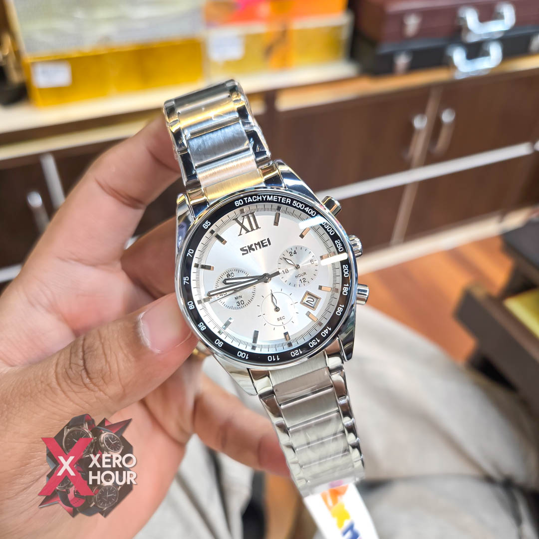 SKMEI 9096 Men’s Fashion Japan Movt Quartz Watch | White Dial