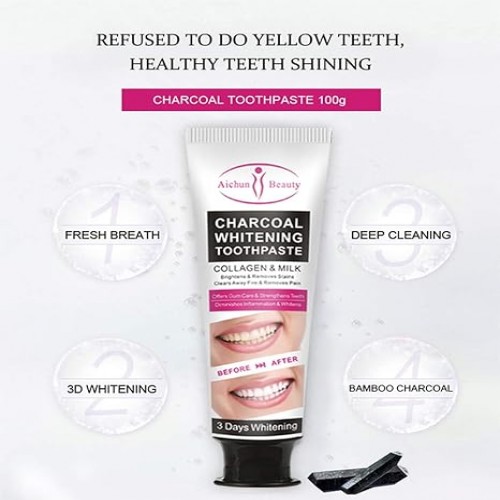 AICHUN BEAUTY Charcoal Whitening Toothpaste 100ml (CHINA)_img_2