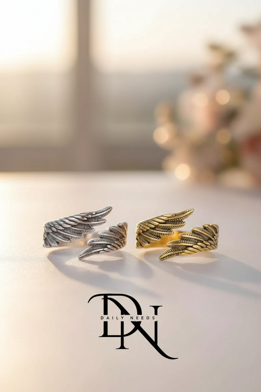 Angel Wing Couple Ring Set for Men & Women – Symbol of Love & Protection
