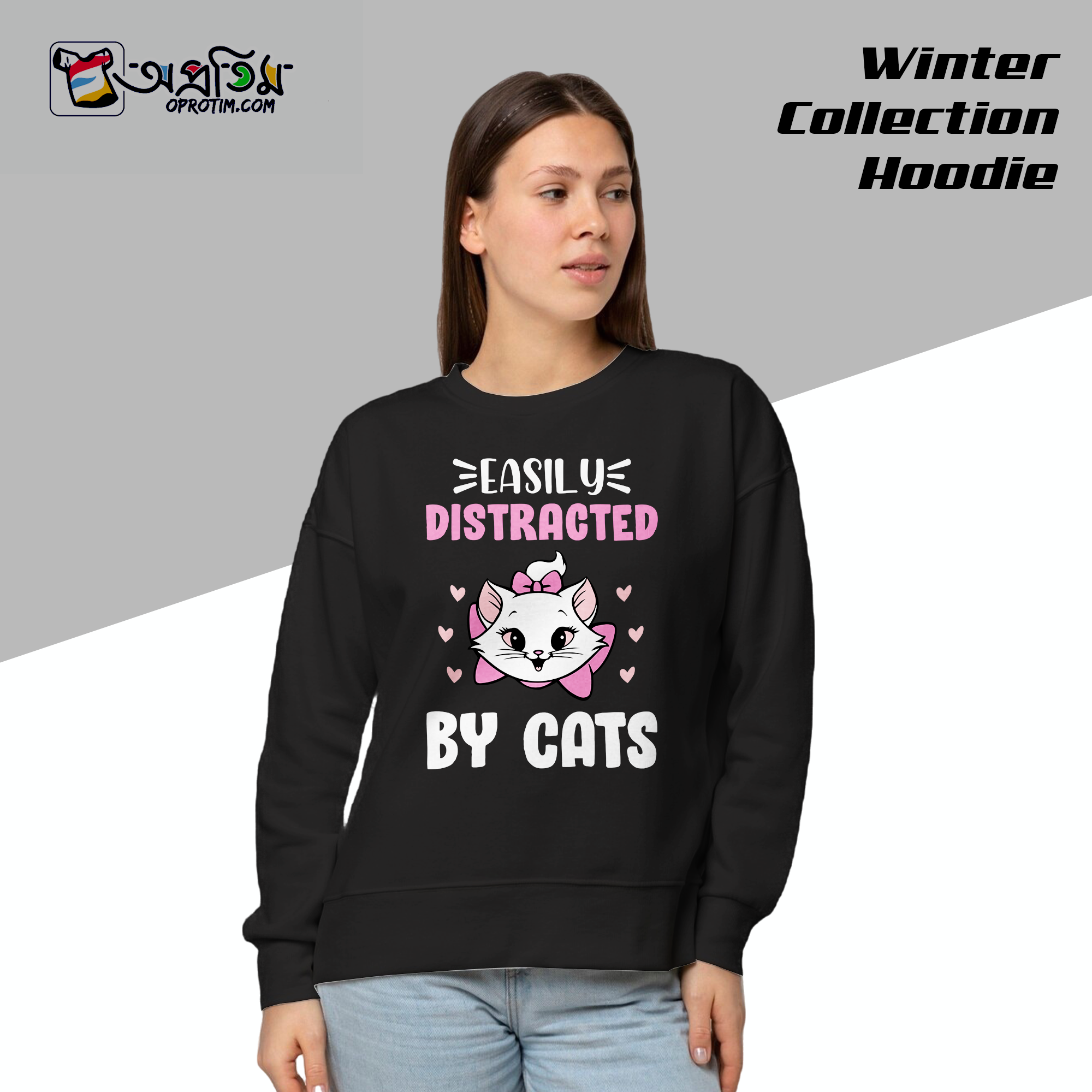 Ladies Black Design Printed Sweatshirt_img_2